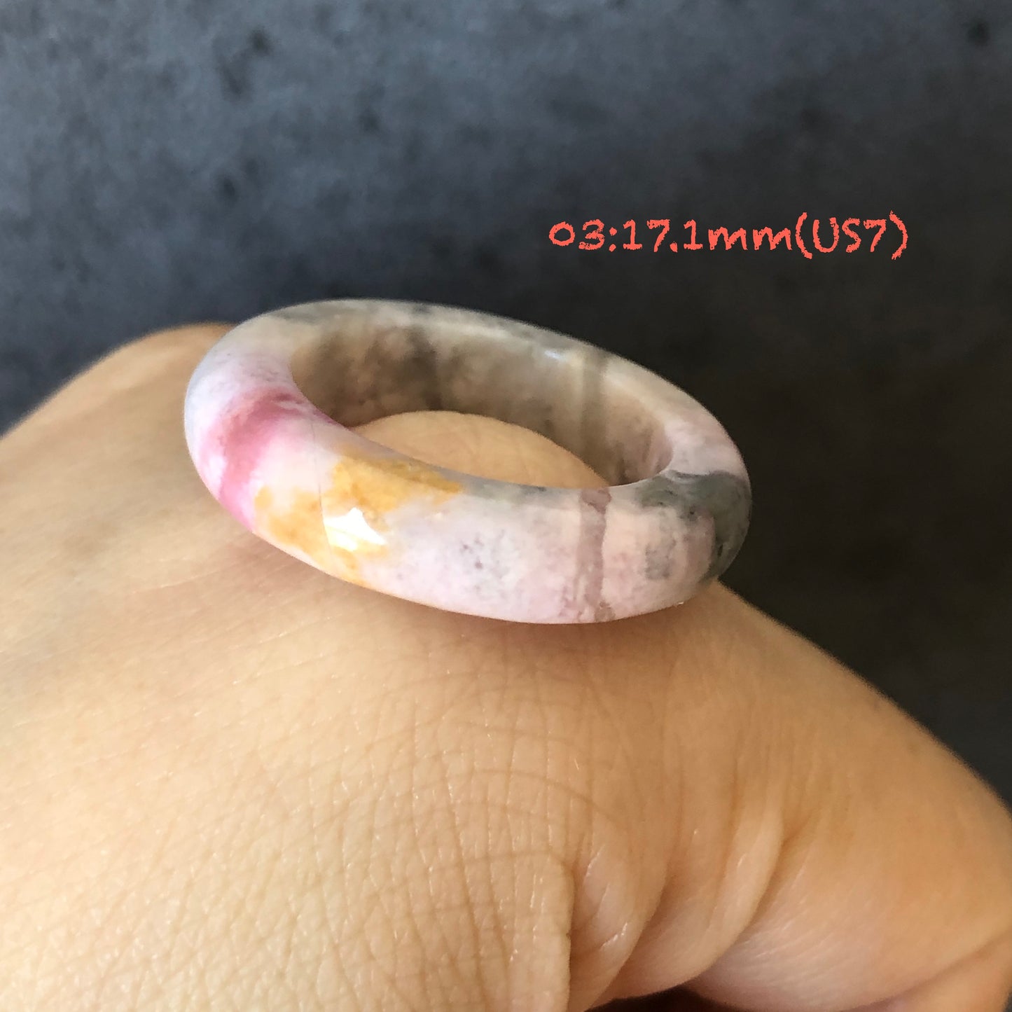 Natural High Quality Rhodonite Ring | Autumn Leaves |16-17mm+ (US 6-7) Collection| Tiny Bangle around the finger | Natural Healing Stone