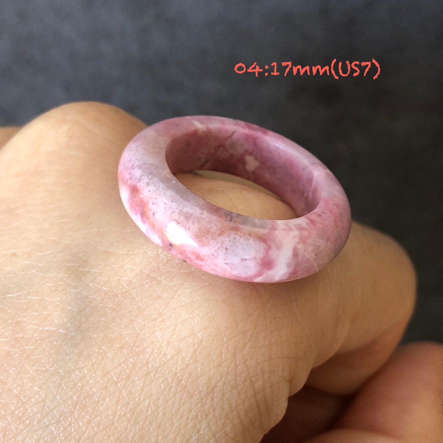 Natural High Quality Rhodonite Ring | Autumn Leaves |16-17mm+ (US 6-7) Collection| Tiny Bangle around the finger | Natural Healing Stone