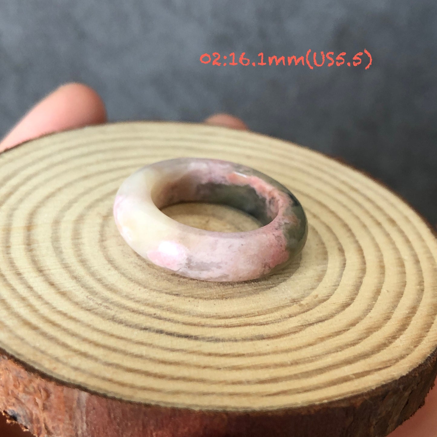 Natural High Quality Rhodonite Ring | 16-17mm+ (US 5.5-7.5) Collection| Tiny Bangle around the finger | Natural Stone| Healing Stone