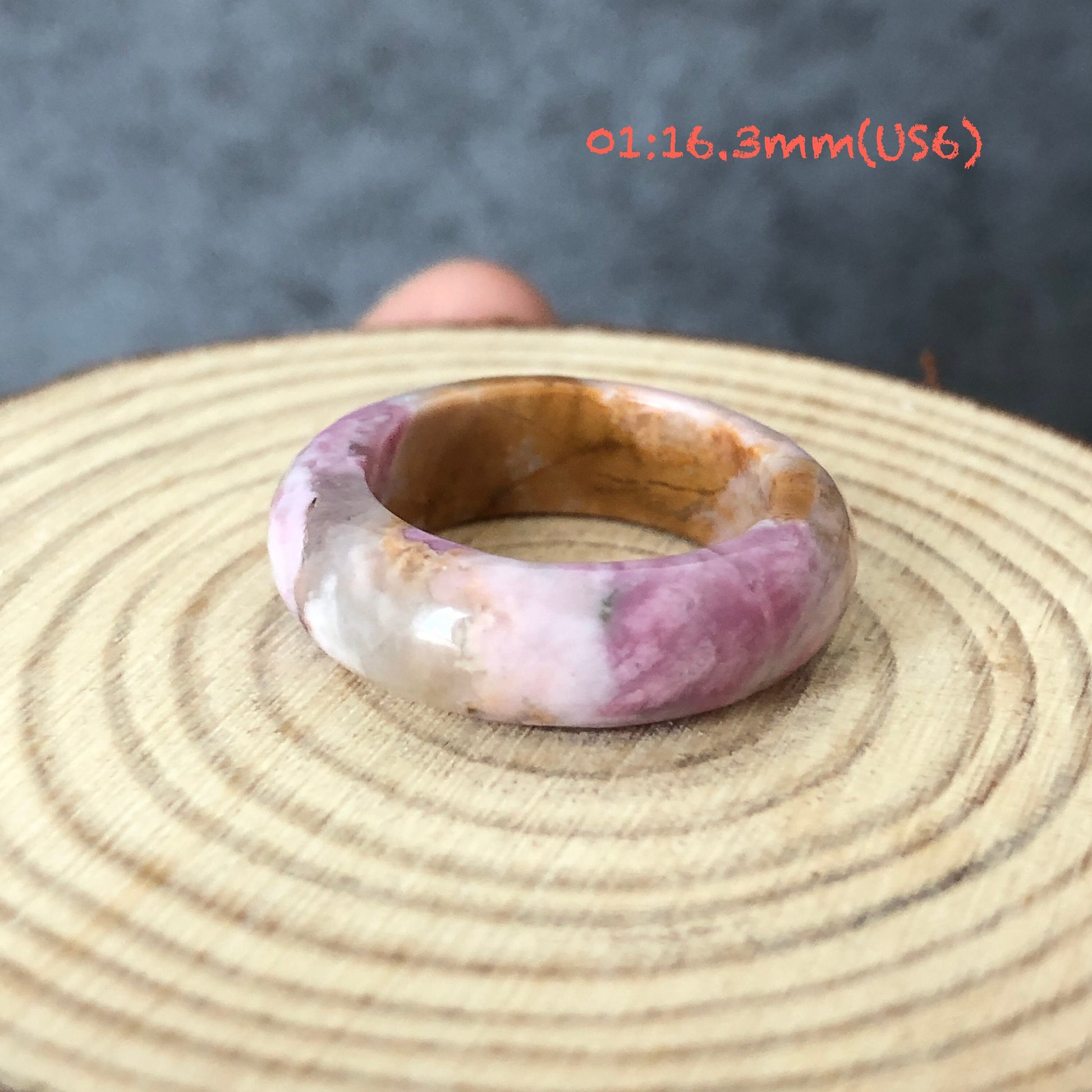 Natural High Quality Rhodonite Ring | Vintage Pink | 16-17mm+ (US 6-7) Collection | Tiny Bangle around the finger | Natural Healing Stone