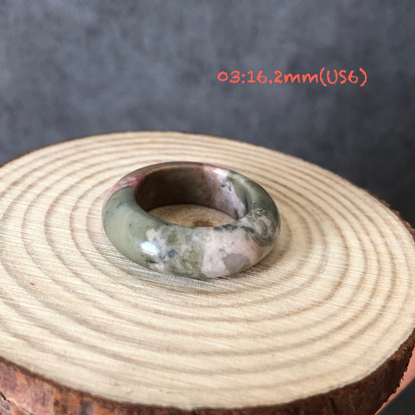 Natural High Quality Rhodonite Ring | 16-17mm+ (US 5.5-7.5) Collection| Tiny Bangle around the finger | Natural Stone| Healing Stone