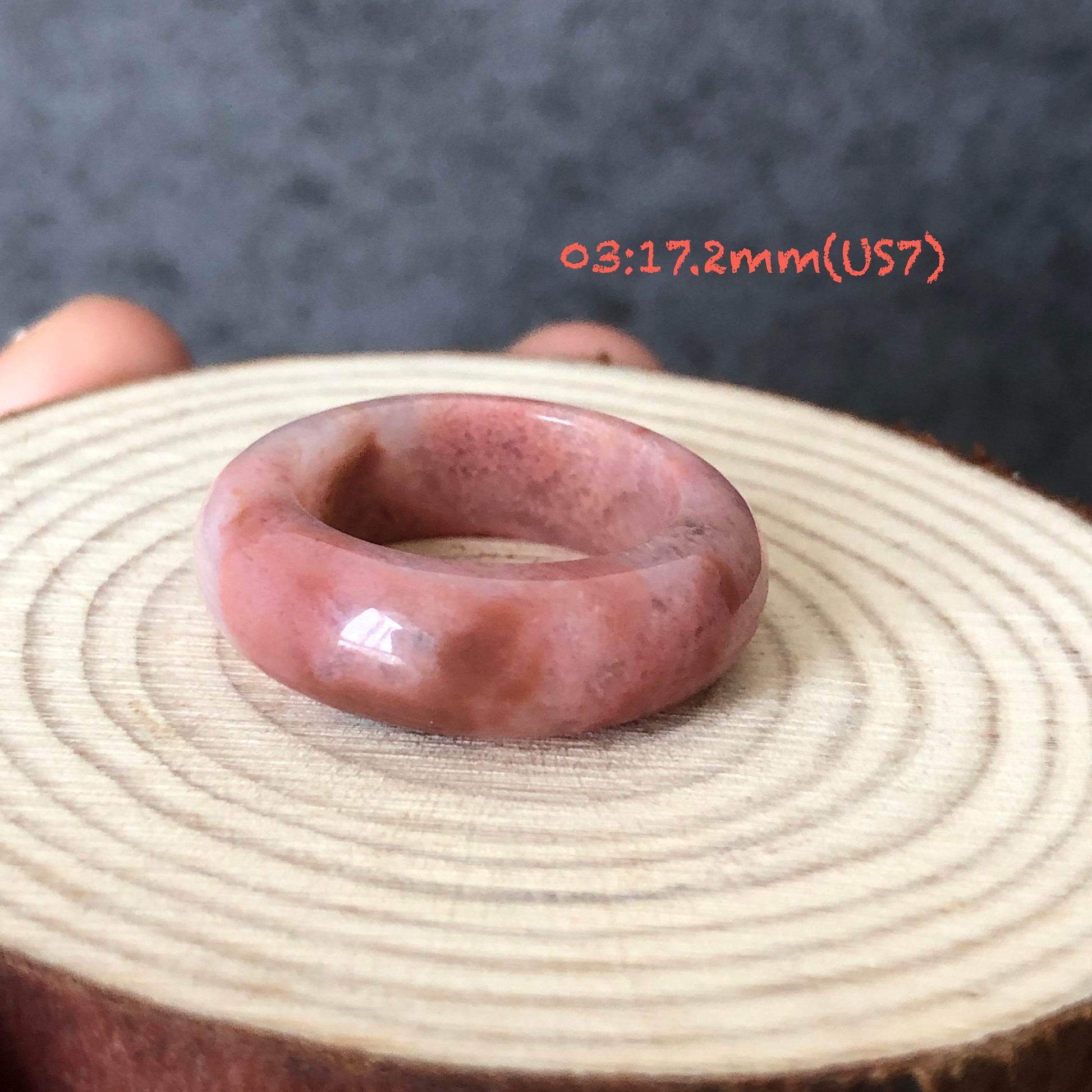 Natural High Quality Rhodonite Ring | Vintage Pink | 16-17mm+ (US 6-7) Collection | Tiny Bangle around the finger | Natural Healing Stone