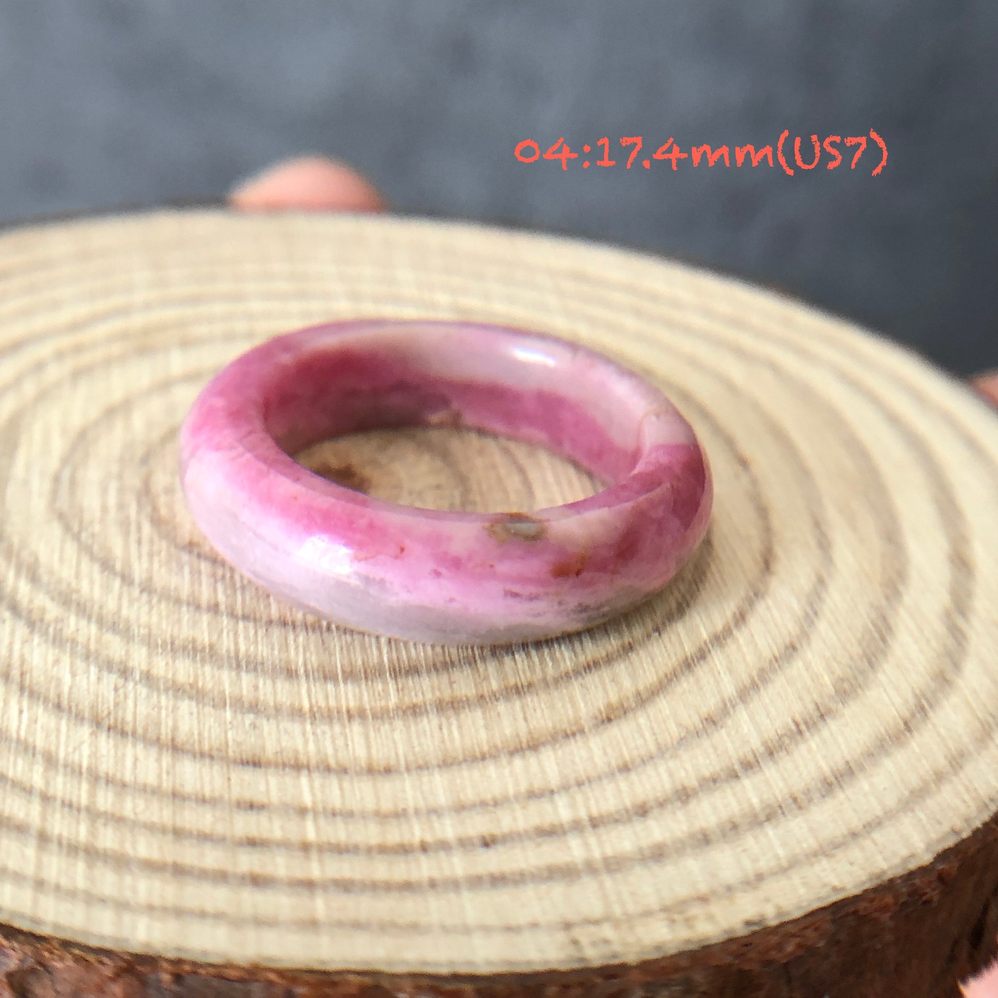 Natural High Quality Rhodonite Ring | Vintage Pink | 16-17mm+ (US 6-7) Collection | Tiny Bangle around the finger | Natural Healing Stone