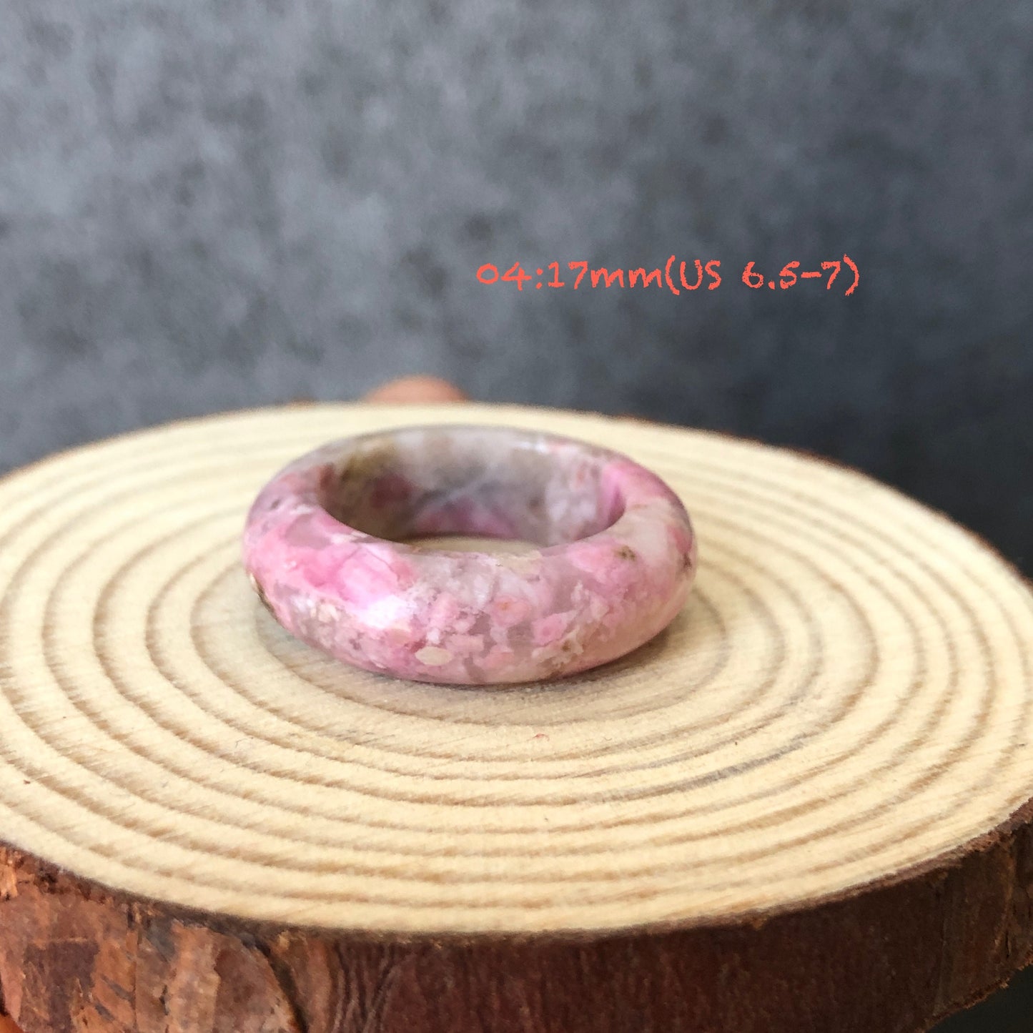 Natural High Quality Rhodonite Ring Pendant | Peach Blossom Forest |16-17mm+ (US 5.5-7) Collection | Tail Finger Ring | Healing Stone