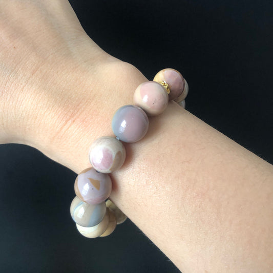 High Quality Natural Alashan Agate Bead Bracelet 13.5mm | Creamy Milkshake | Sweet and Tender |Gemstone | DIY Beads | Crystal Bracelet |