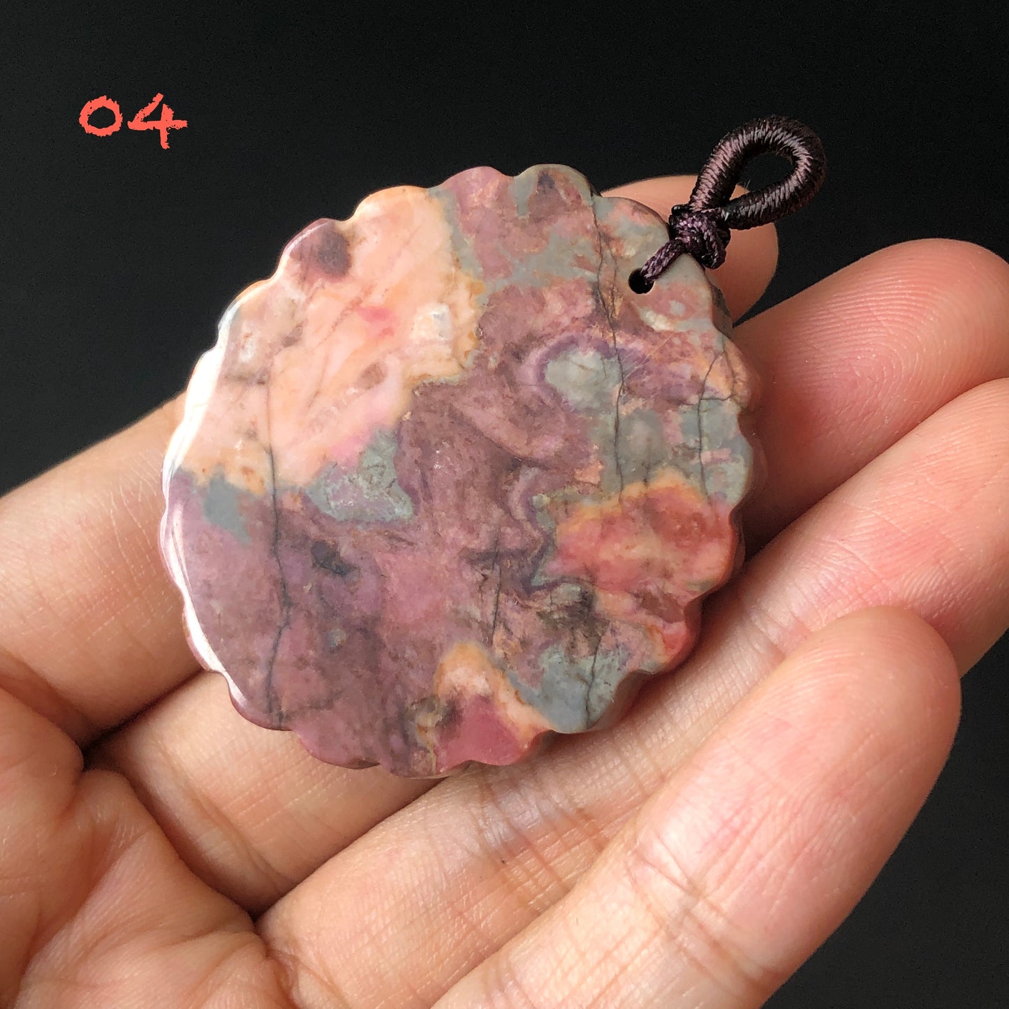 Natural Rhodonite Stone Carved Sailor Moon Pendant | Pink Porcelain Blue | Cool & Sweet | Semi-translucent Icy | adjustable necklace