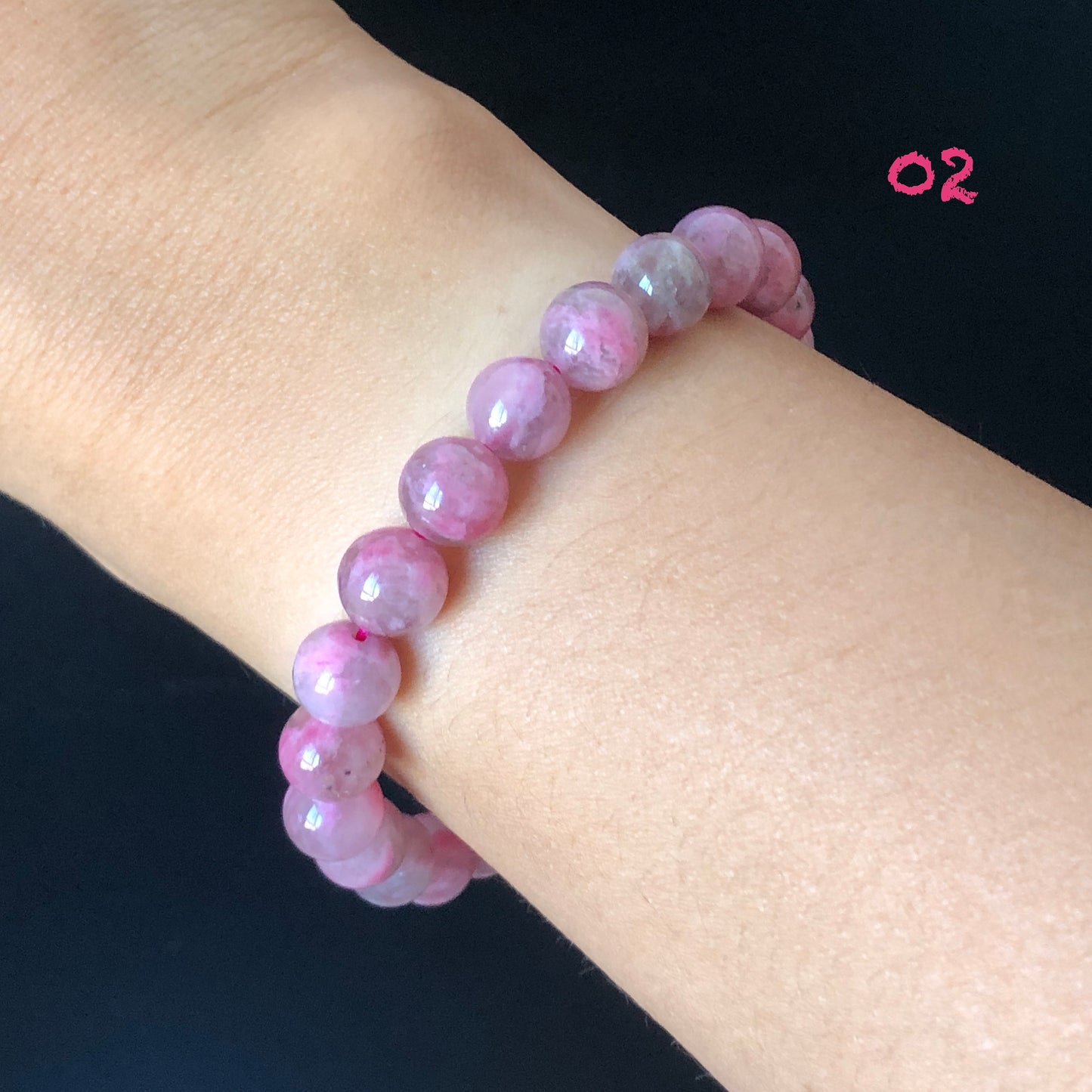 Natural Icy Light and Dark Sakura Rain Rhodonite Bracelet | Cherry Plum Blossom | Day and Night Sakura | Strawberry Yogurt | Stone Crystal