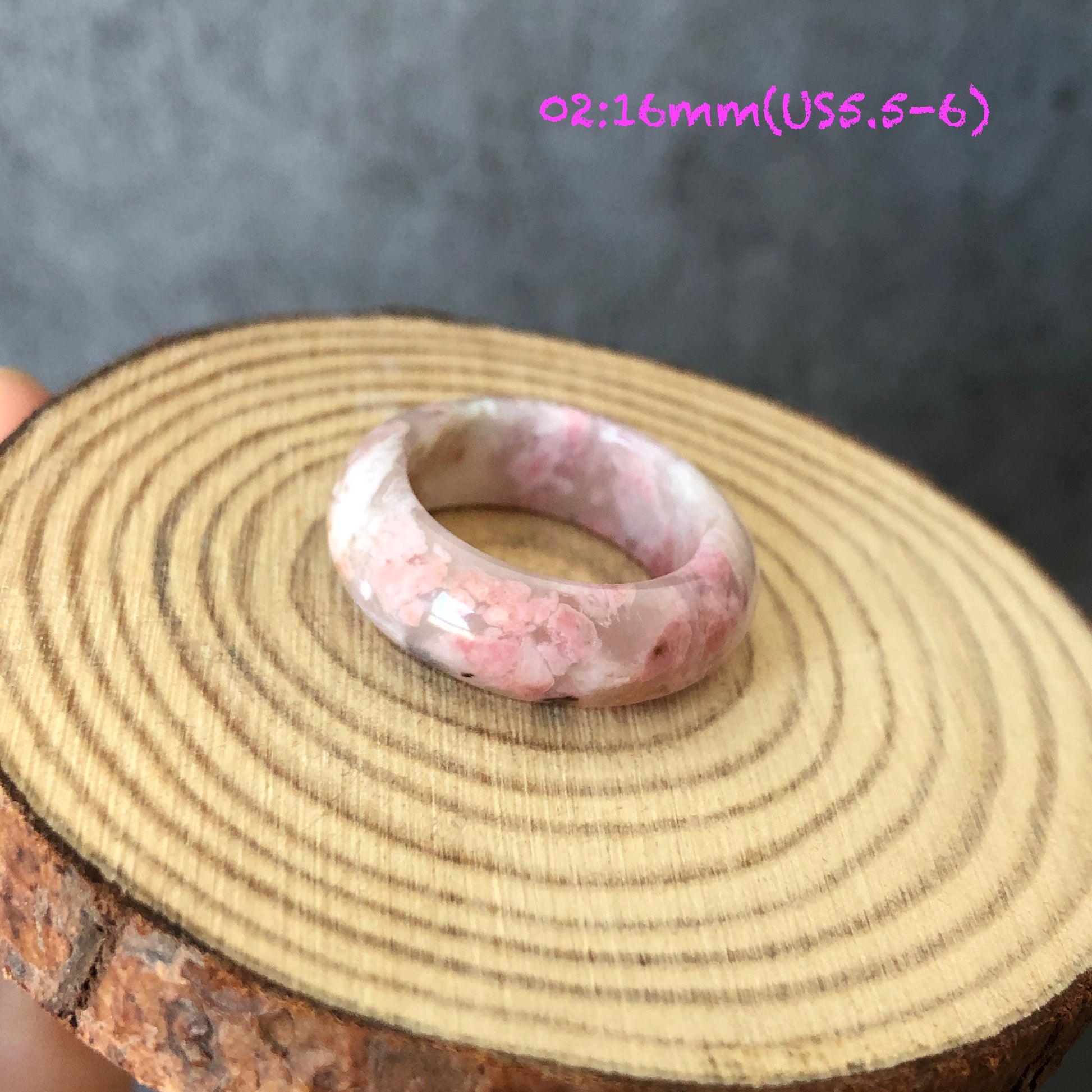 Natural Rhodonite Stone Crystal Ring | 16mm+ | US 5.5-6.5 | Pink with Brown, Green and Porcelain Blue | The Heart Chakra Healing Gemstone