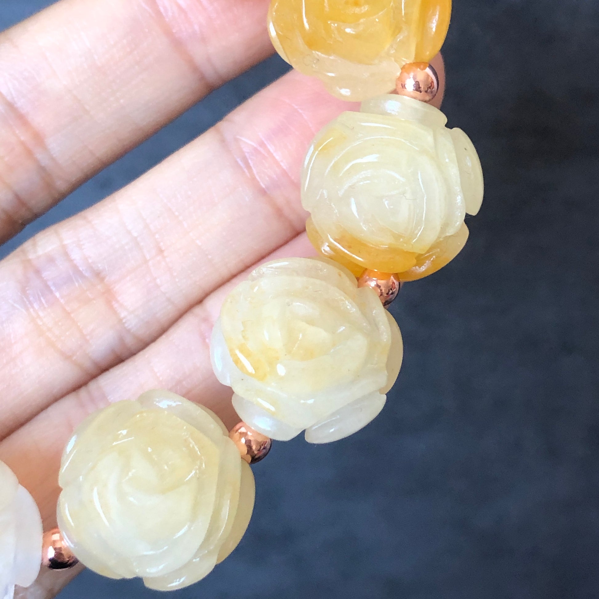 Natural SheTaicui Jade (Quartzite) carved icy Yellow Rose crystal charms Bracelet | Icy Pineapple | Personalized Gift | Gift for her