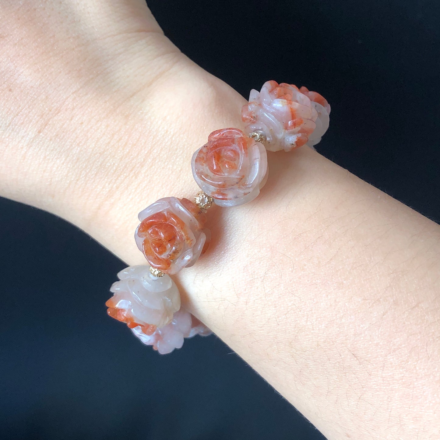 Natural SheTaicui Jade (Quartzite) carved icy Red Rose crystal charm Bracelet | Red plum blossom | Personalized Gemstone Gift | Custom Made