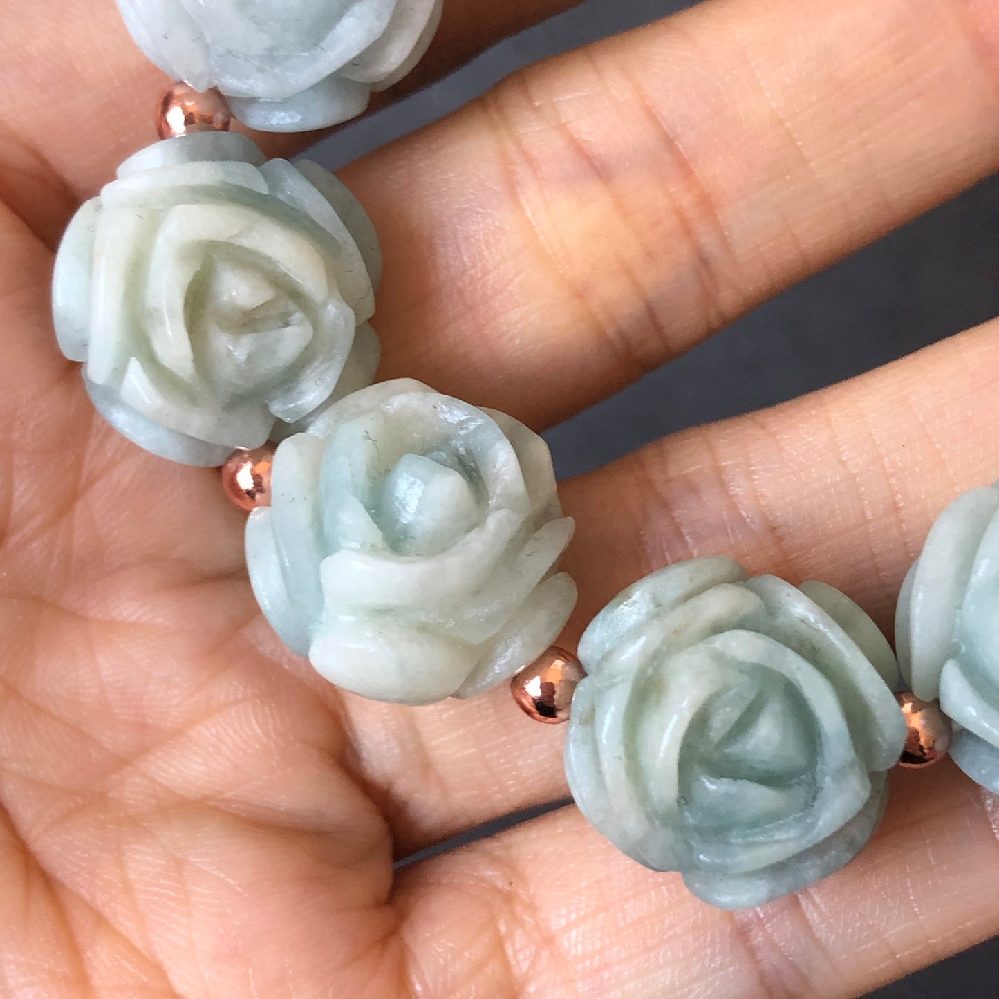 Natural SheTaicui jade (Quartzite) Carved Blue Rose icy crystal charms Bracelet | Blue Sky and White Cloud | Cute & Sweet | Custom made