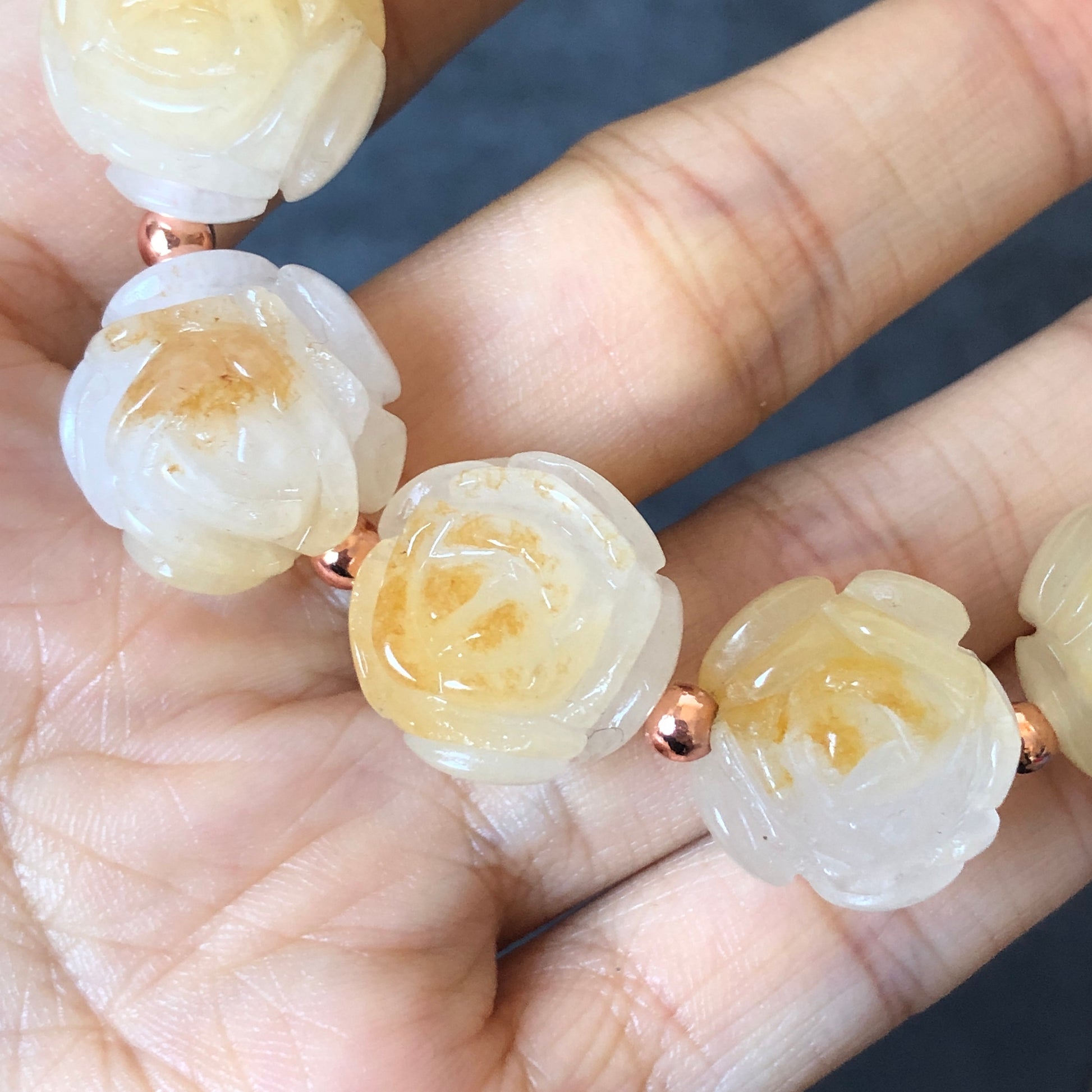 Natural SheTaicui Jade (Quartzite) carved icy Yellow Rose crystal charms Bracelet | Icy Pineapple | Personalized Gift | Gift for her