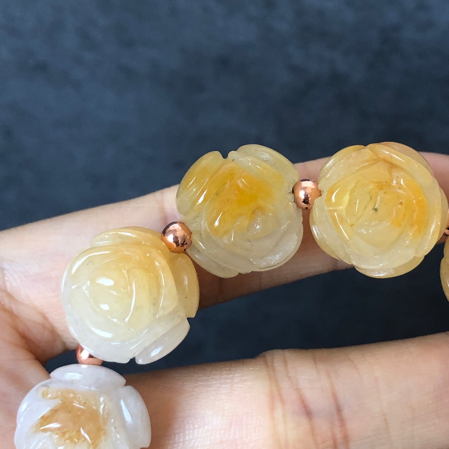 Natural SheTaicui Jade (Quartzite) carved icy Yellow Rose crystal charms Bracelet | Icy Pineapple | Personalized Gift | Gift for her