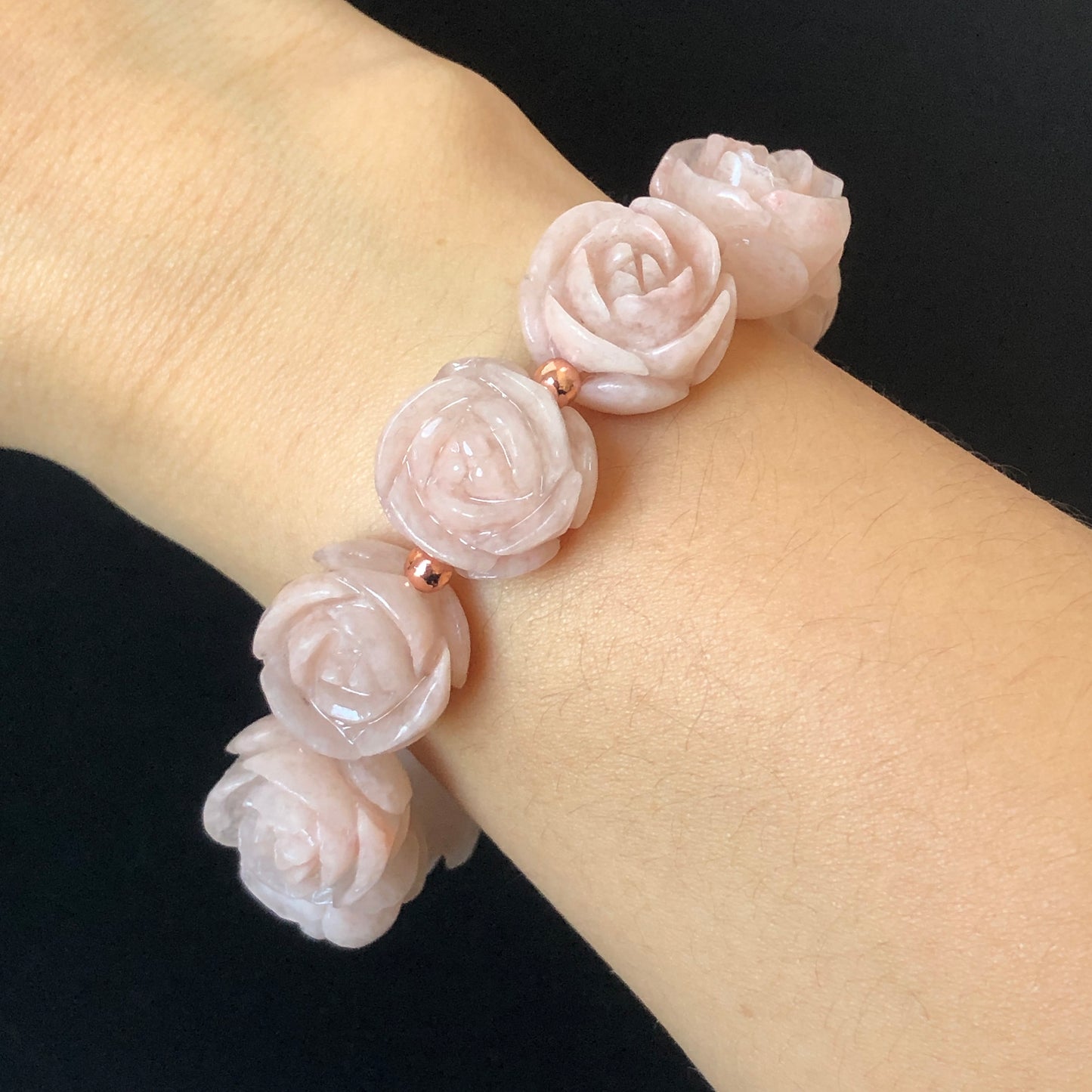 Natural SheTaicui Jade (Quartzite) carved icy Pink Sakura Rose crystal charms Bracelet | Snow Flake | Sweet & Elegant | Personalized Gift