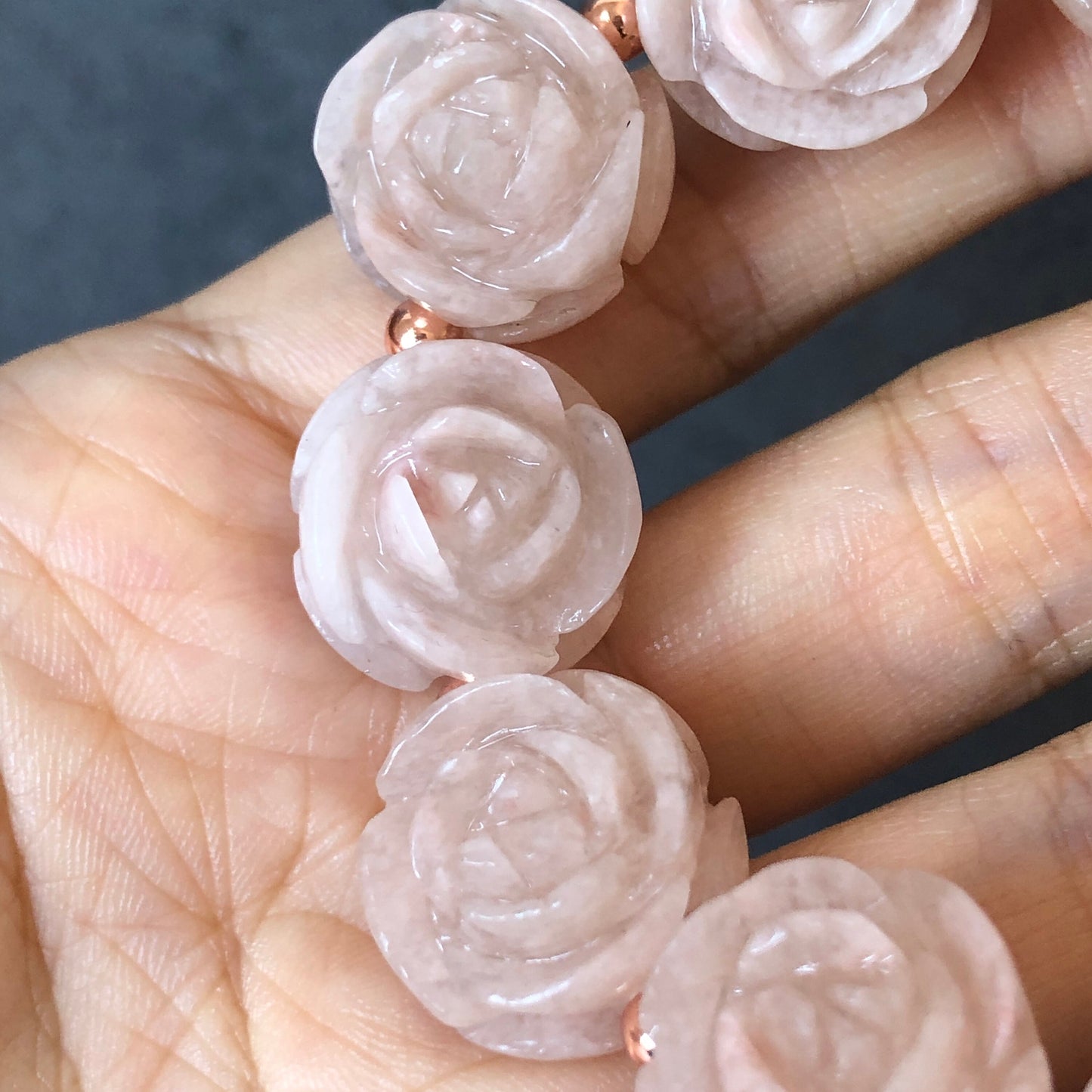 Natural SheTaicui Jade (Quartzite) carved icy Pink Sakura Rose crystal charms Bracelet | Snow Flake | Sweet & Elegant | Personalized Gift