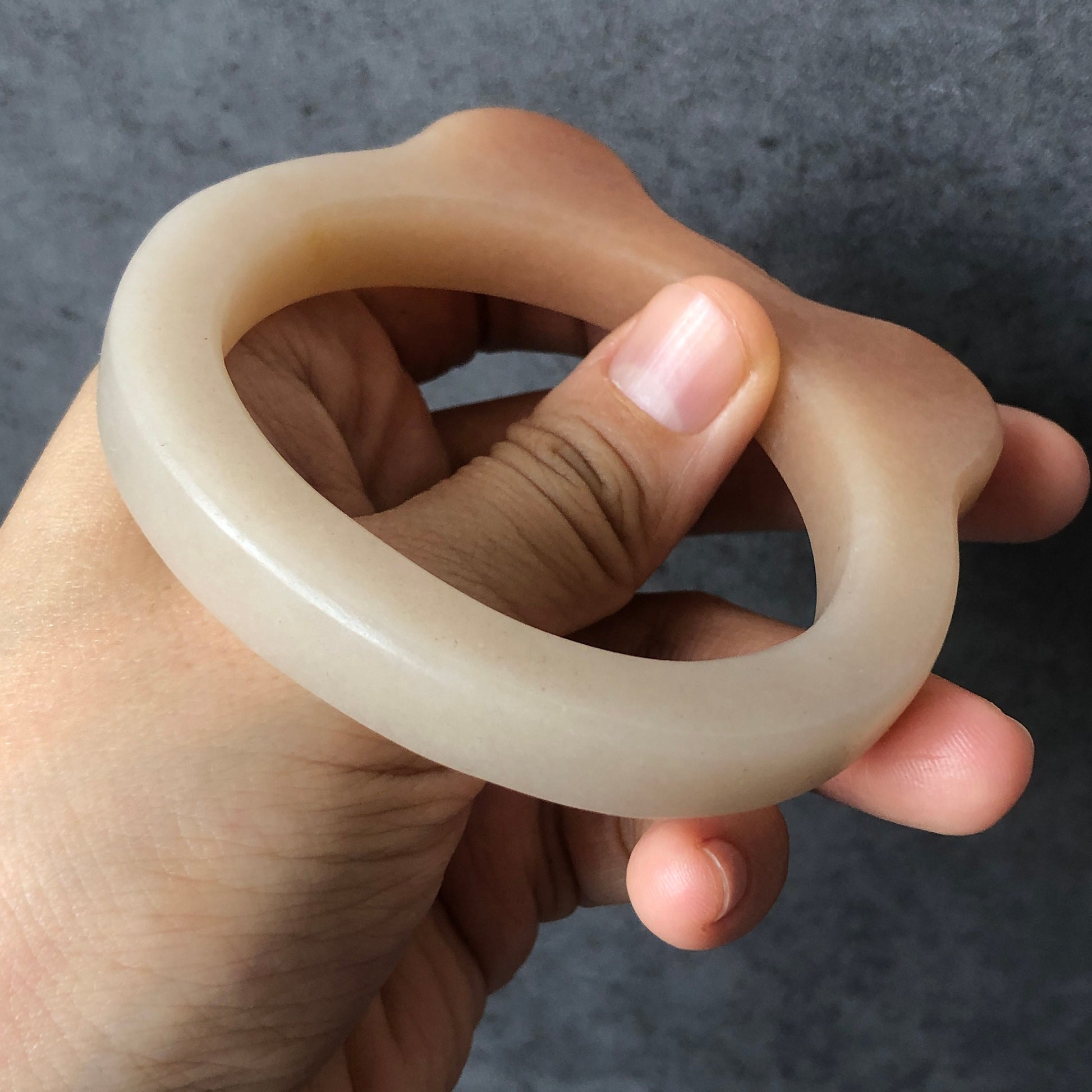 54mm Custom Size Natural SheTaicui jade (Quartzite) Carved Kitten Cat Ears Bangle Bracelet | Caramel Toast | Gradient Coral | Crystal