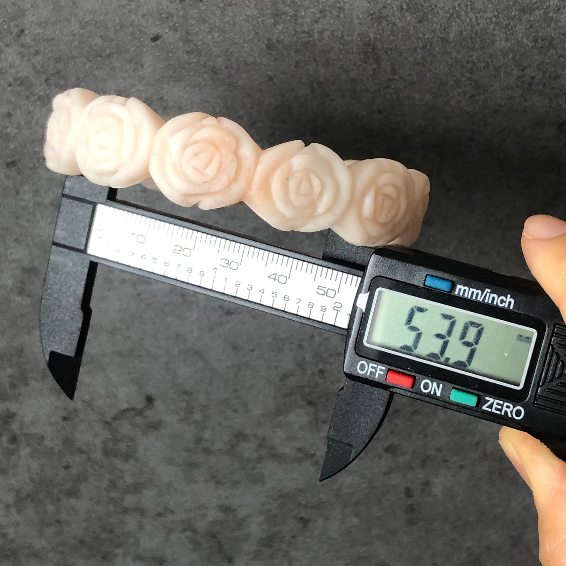 53.9mm Custom Size Natural SheTaicui jade (Quartzite) Carved Rose Bangle Bracelet | Milky Coral | Custom Made Size | Crystal Gemstone Stone