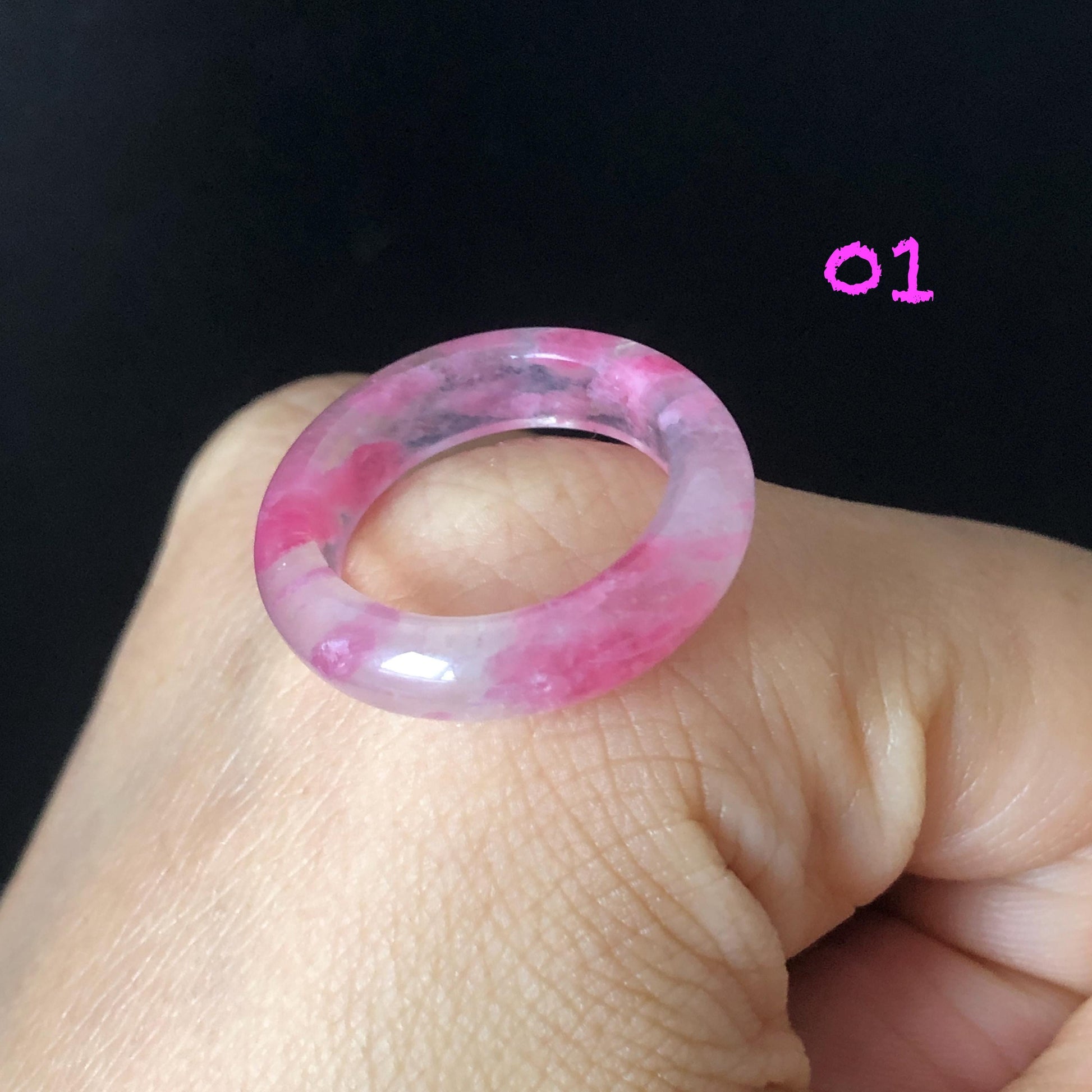 Natural Rhodonite Stone Crystal Ring | 16-17mm | US 6-7.5 | Sakura Rain | Cherry Blossom | Icy Pink | Healing Gemstone | Love Stone