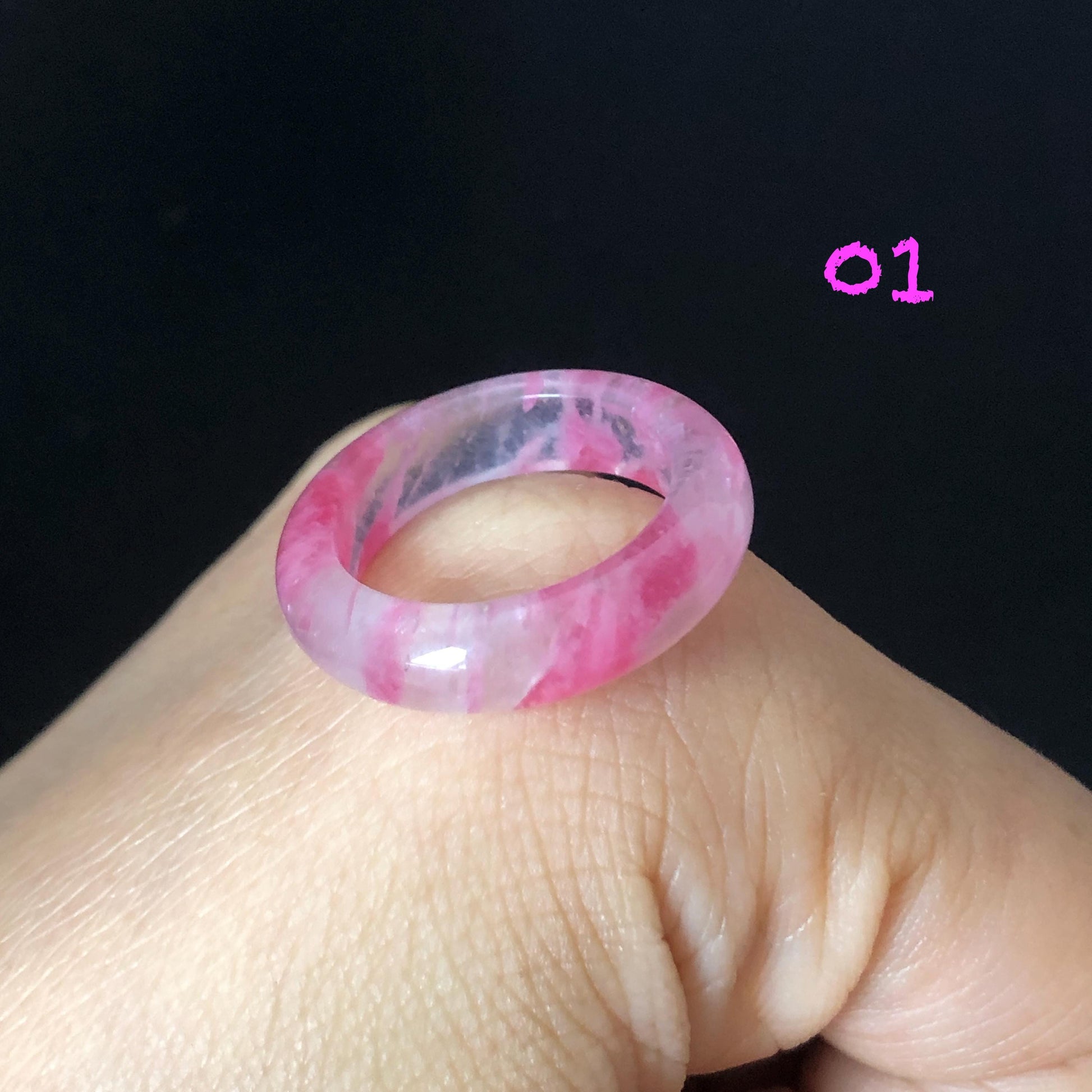 Natural Rhodonite Stone Crystal Ring | 16-17mm | US 6-7.5 | Sakura Rain | Cherry Blossom | Icy Pink | Healing Gemstone | Love Stone