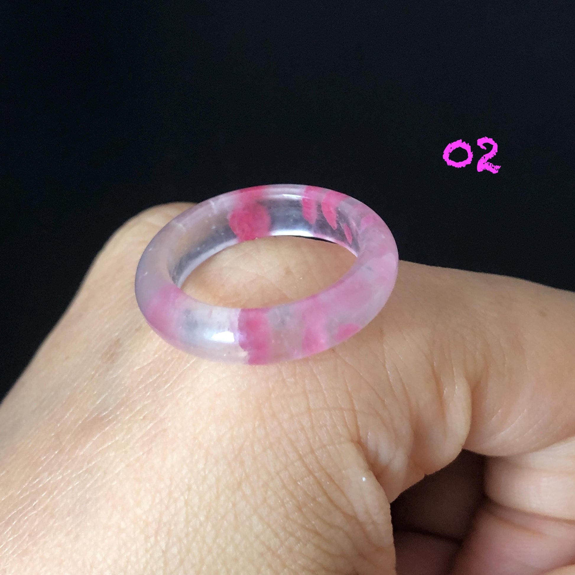 Natural Rhodonite Stone Crystal Ring | 16-17mm | US 6-7.5 | Sakura Rain | Cherry Blossom | Icy Pink | Healing Gemstone | Love Stone