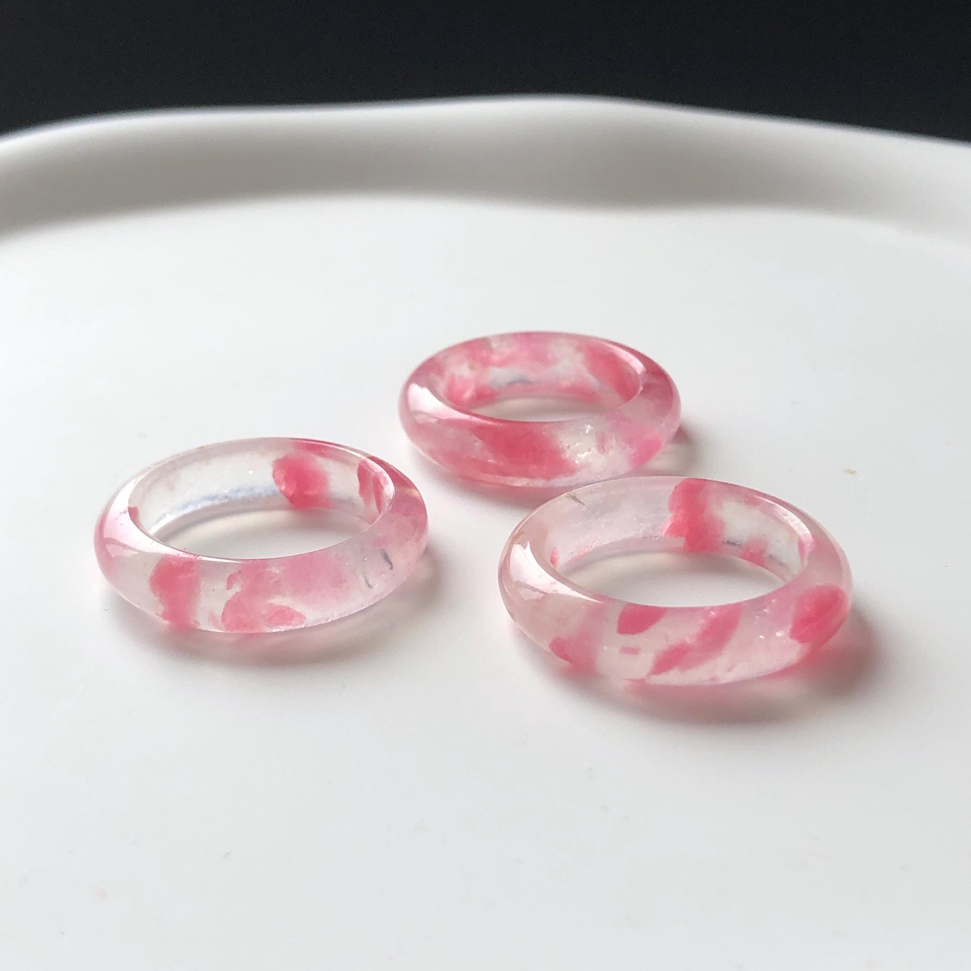 Natural Rhodonite Stone Crystal Ring | 16-17mm | US 6-7.5 | Sakura Rain | Cherry Blossom | Icy Pink | Healing Gemstone | Love Stone