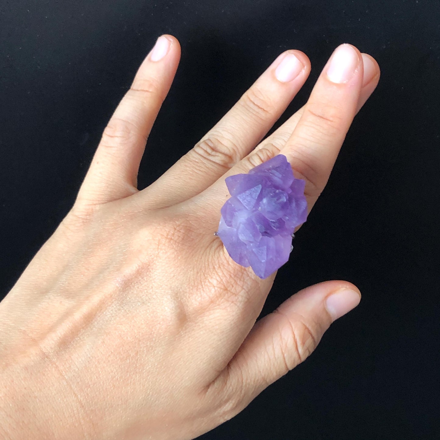 Raw Amethyst Crystal Ring | Grape Jelly Candy | Creativity Stone | Adjustable Statement Band Ring | Crown Chakras | February Birthstone