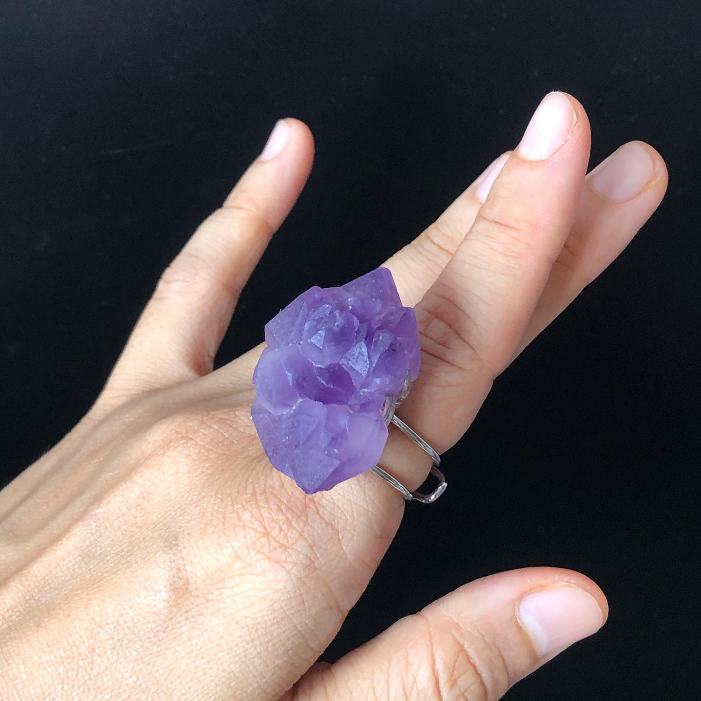 Raw Amethyst Crystal Ring | Grape Jelly Candy | Creativity Stone | Adjustable Statement Band Ring | Crown Chakras | February Birthstone