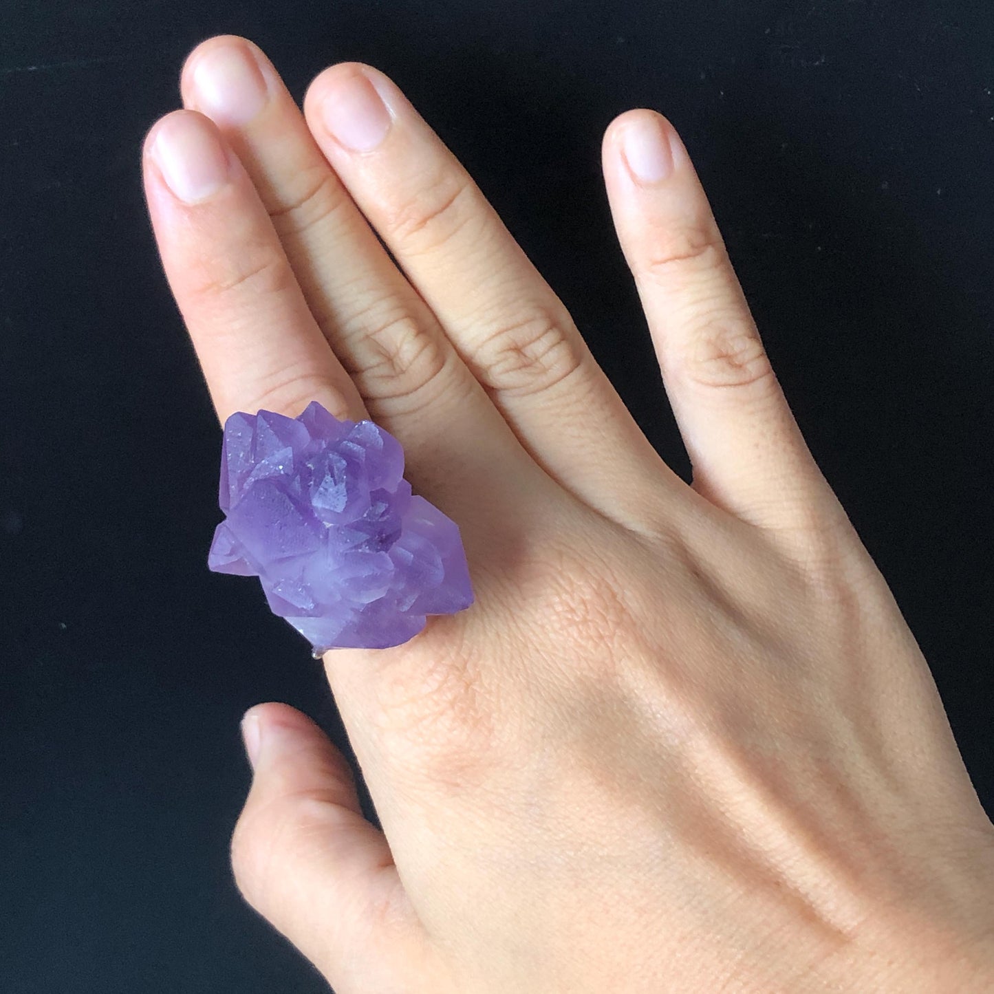 Raw Amethyst Crystal Ring | Grape Jelly Candy | Creativity Stone | Adjustable Statement Band Ring | Crown Chakras | February Birthstone