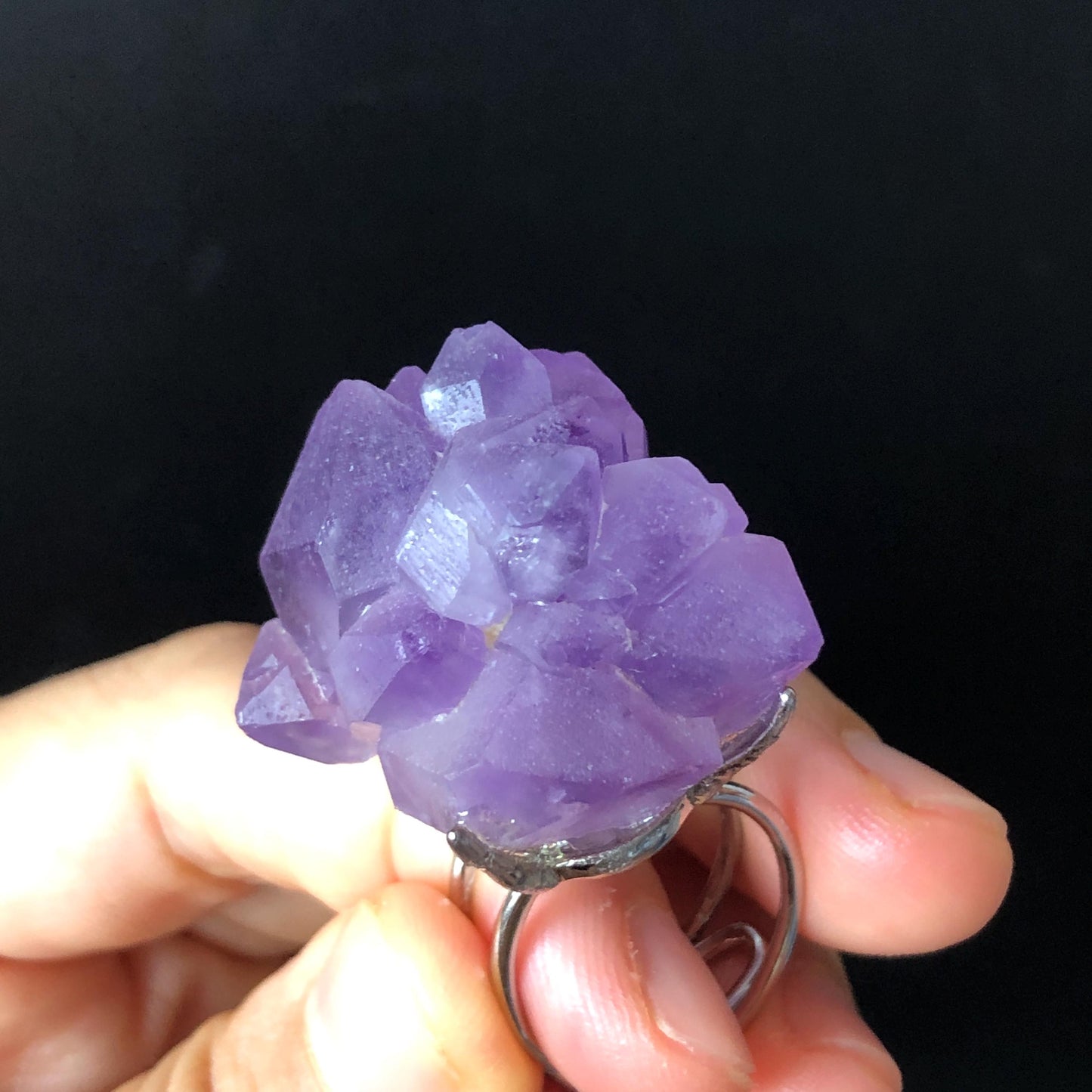 Raw Amethyst Crystal Ring | Grape Jelly Candy | Creativity Stone | Adjustable Statement Band Ring | Crown Chakras | February Birthstone