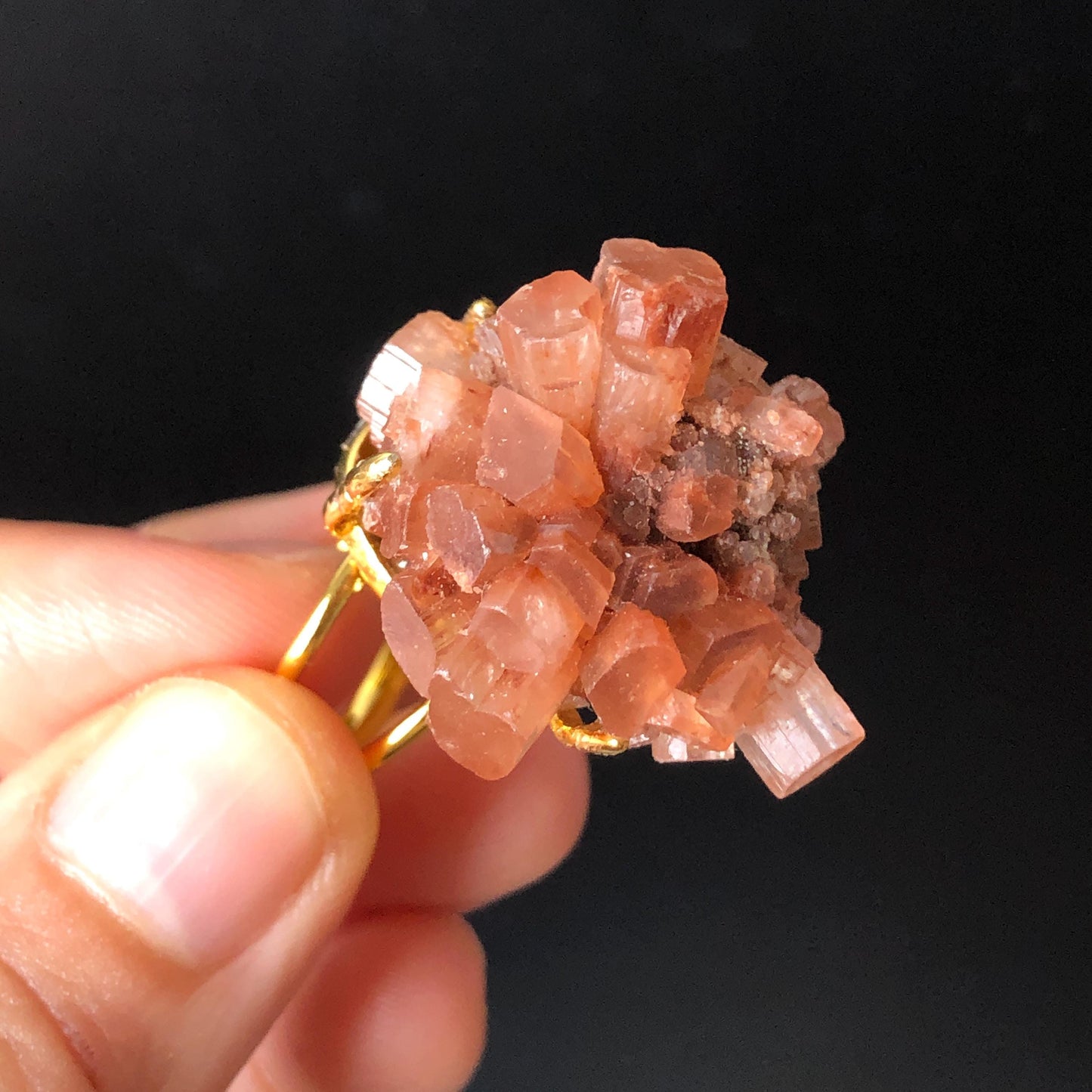 Raw Aragonite Star Clusters Crystal Ring | Milk Coffee | Caramel Brown | Grounding Stone | Statement Ring | Root Chakras | June Birthstone