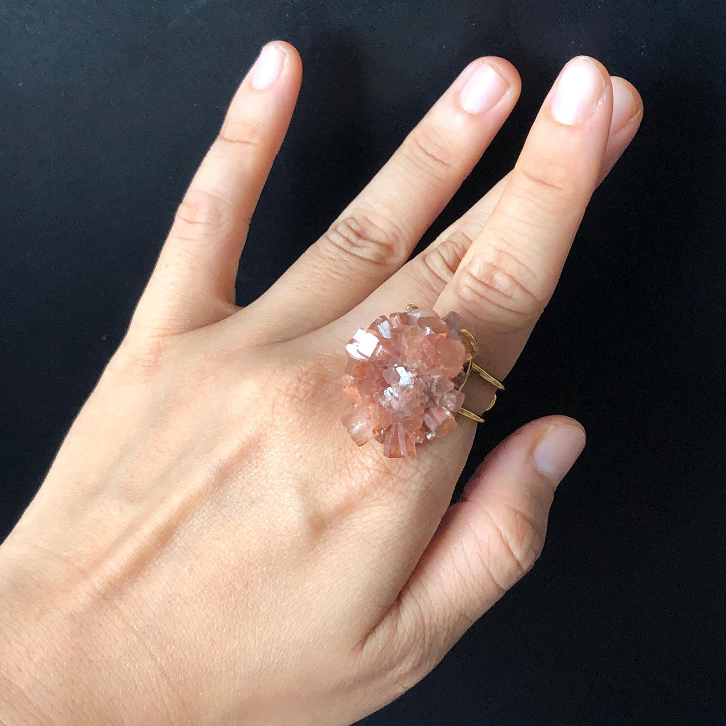 Raw Aragonite Star Clusters Crystal Ring | Milk Coffee | Caramel Brown | Grounding Stone | Statement Ring | Root Chakras | June Birthstone