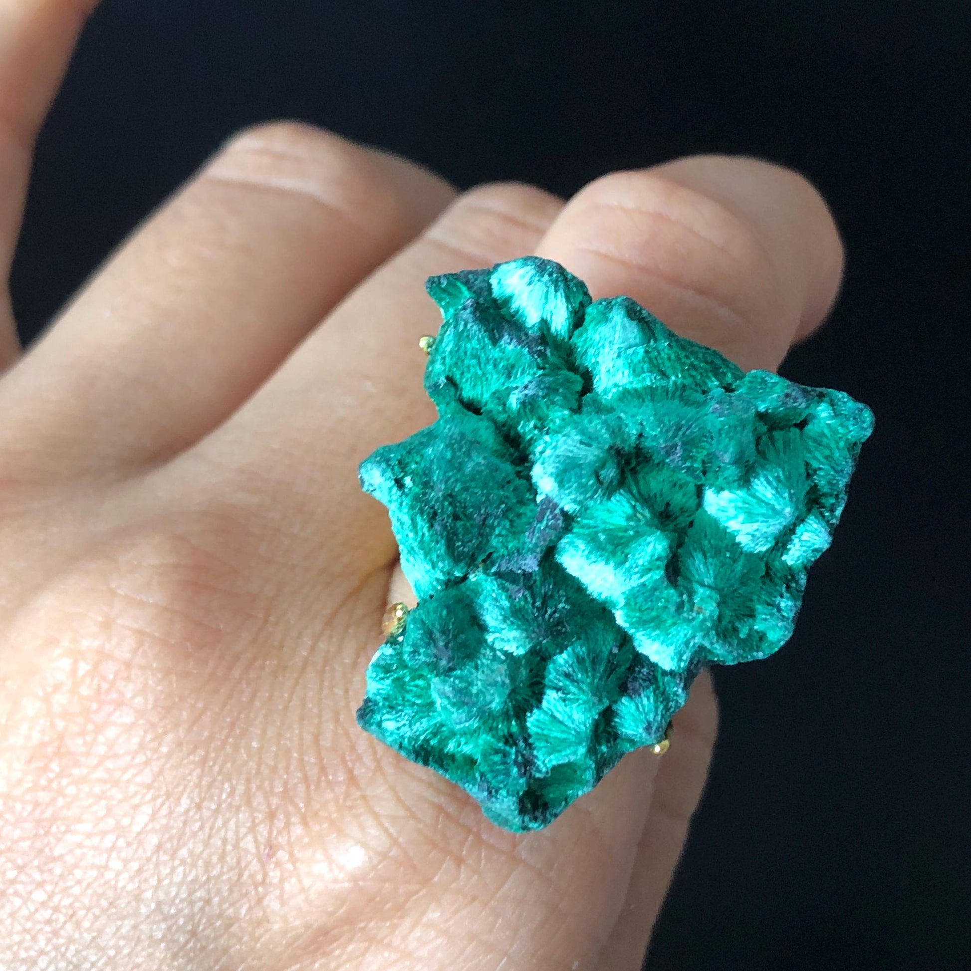 Raw Malachite Crystal Ring | Green Silk | Transformation Stone | Adjustable Statement Ring | Heart Chakra | Natural Gemstone | Birthstone