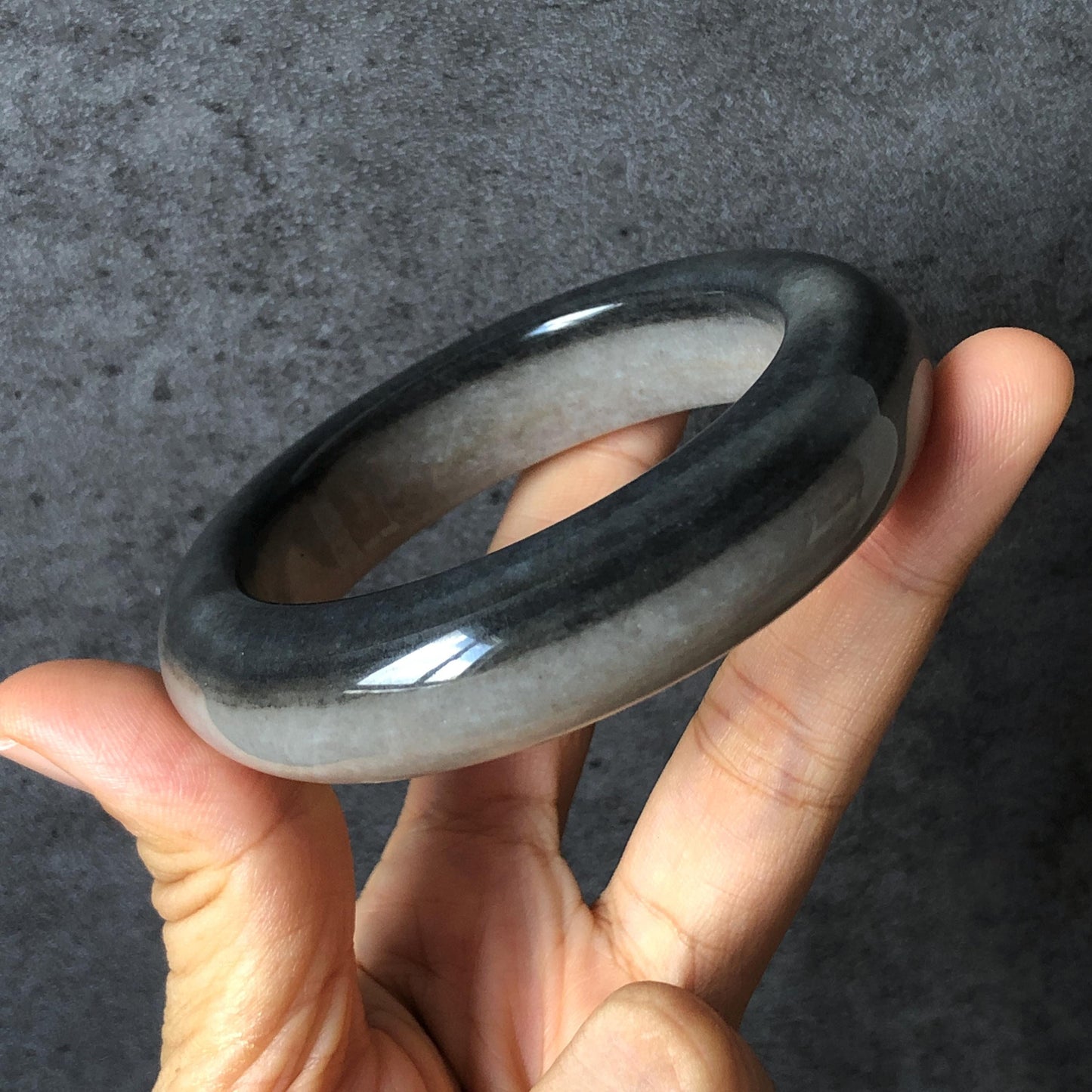 56.2 mm Natural SheTaiCui Jade (Quartzite) Bangle and Bracelet| Black and White | Stylish & Elegant | Crystal Gemstone Stone Jewellery