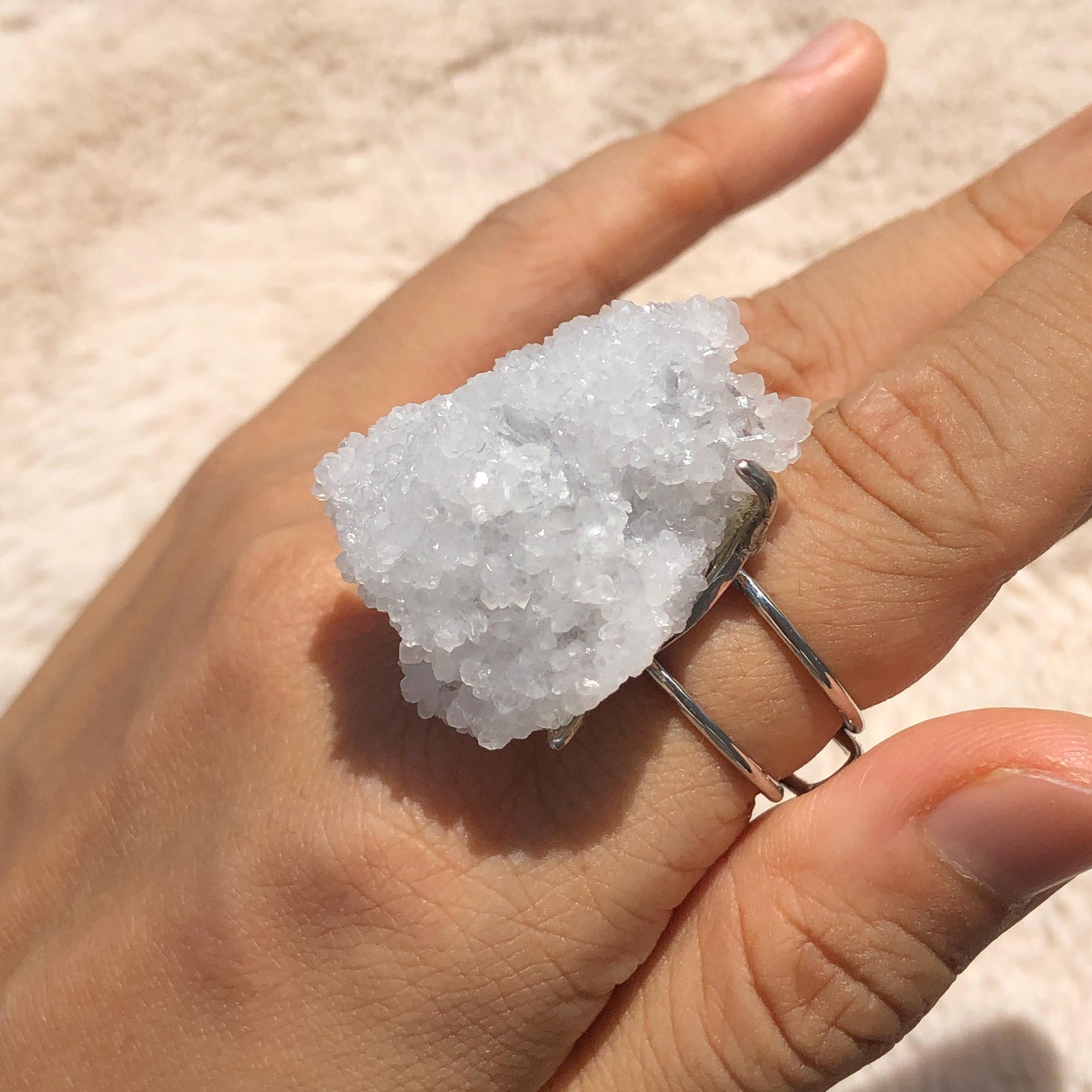 Natural Raw Fluorite Ring, Sparky Raw Stone Ring, Shiny Raw Crystal Ring, Chunky Raw Mineral Ring, Big Statement Ring, Irregular Ring Gift, Huge Cocktail ring, February March Birthstone Ring Gift for him her, Adjustable Band Ring for Men and Women