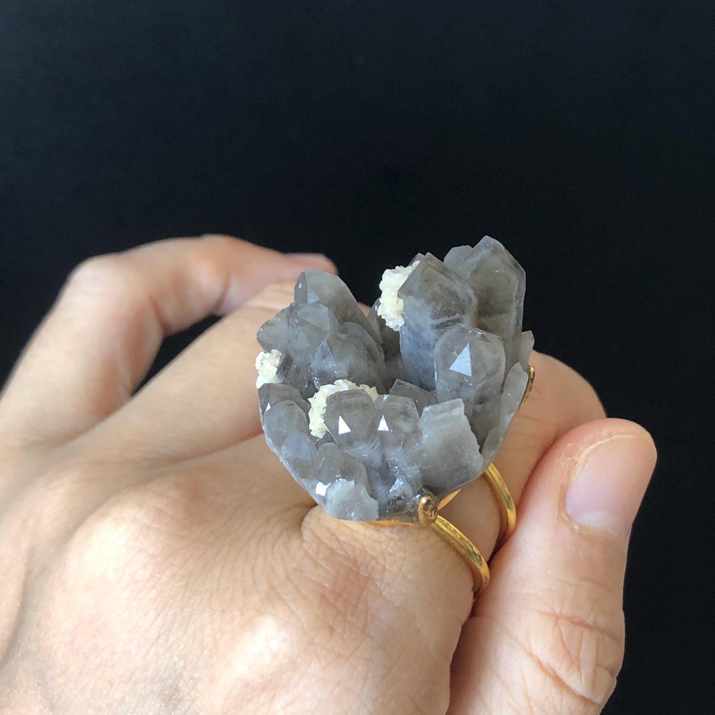 Raw Smoky Quartz Ring, Raw Stone Ring Big Crystal Ring, Large Quartz Statement Ring,  Raw Mineral Ring, Chunky Irregular ring gift for her, huge cocktail ring, Birthstone Gemstone Ring for men, gold-plated copper ring, adjustable band ring for women