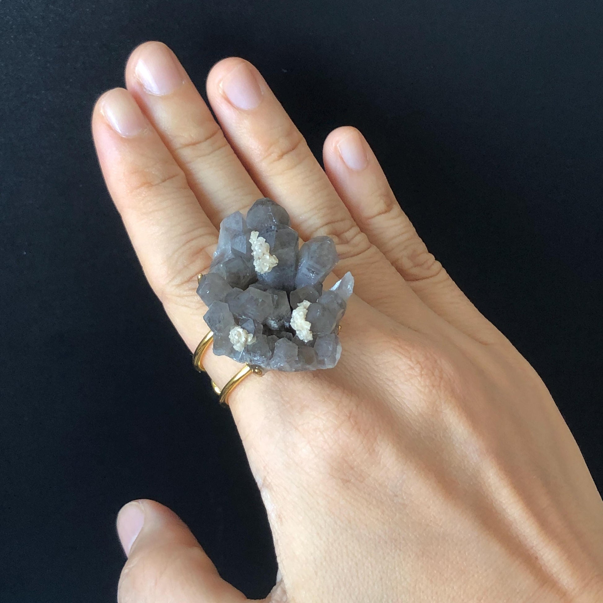 Raw Smoky Quartz Ring, Raw Stone Ring Big Crystal Ring, Large Quartz Statement Ring,  Raw Mineral Ring, Chunky Irregular ring gift for her, huge cocktail ring, Birthstone Gemstone Ring for men, gold-plated copper ring, adjustable band ring for women