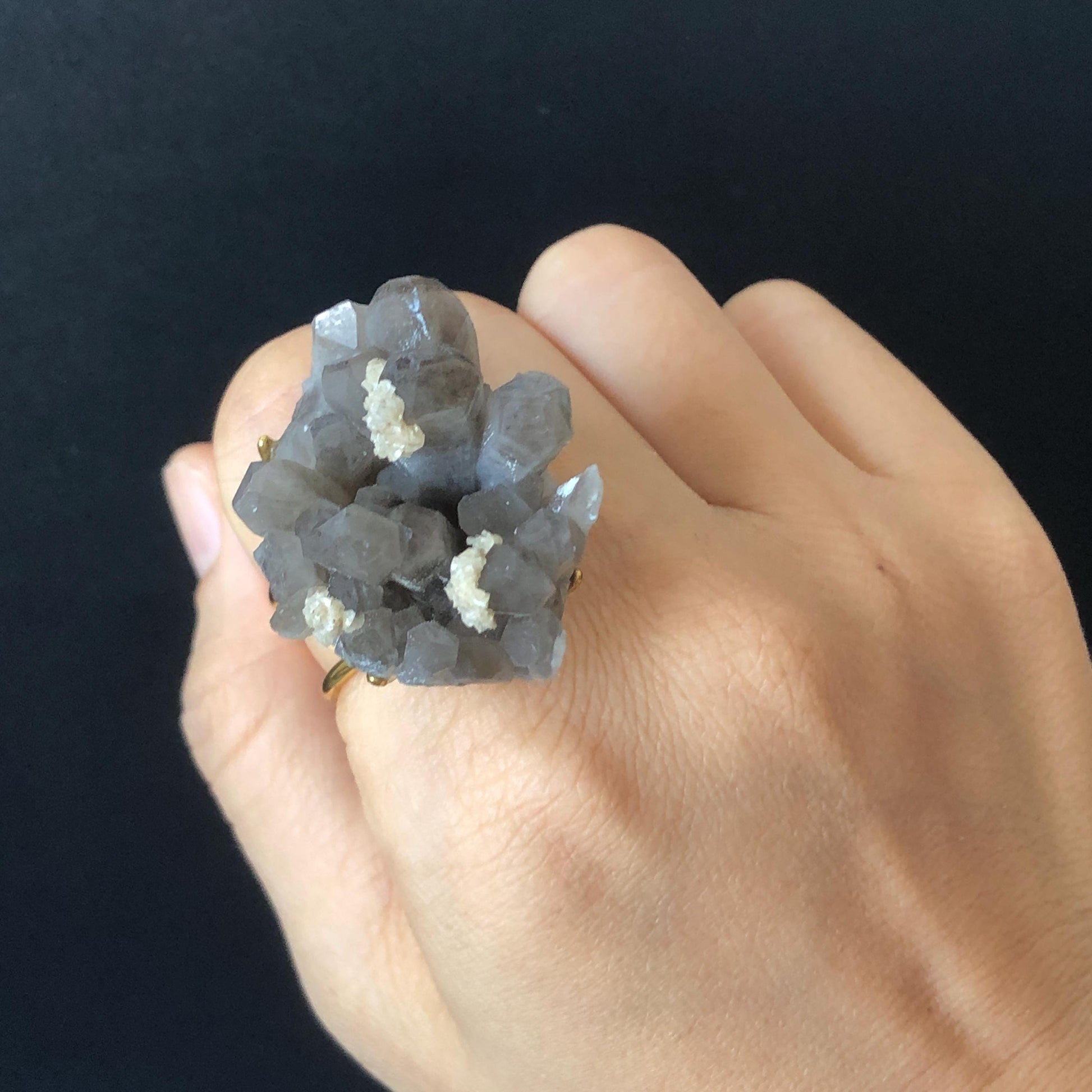 Raw Smoky Quartz Ring, Raw Stone Ring Big Crystal Ring, Large Quartz Statement Ring,  Raw Mineral Ring, Chunky Irregular ring gift for her, huge cocktail ring, Birthstone Gemstone Ring for men, gold-plated copper ring, adjustable band ring for women