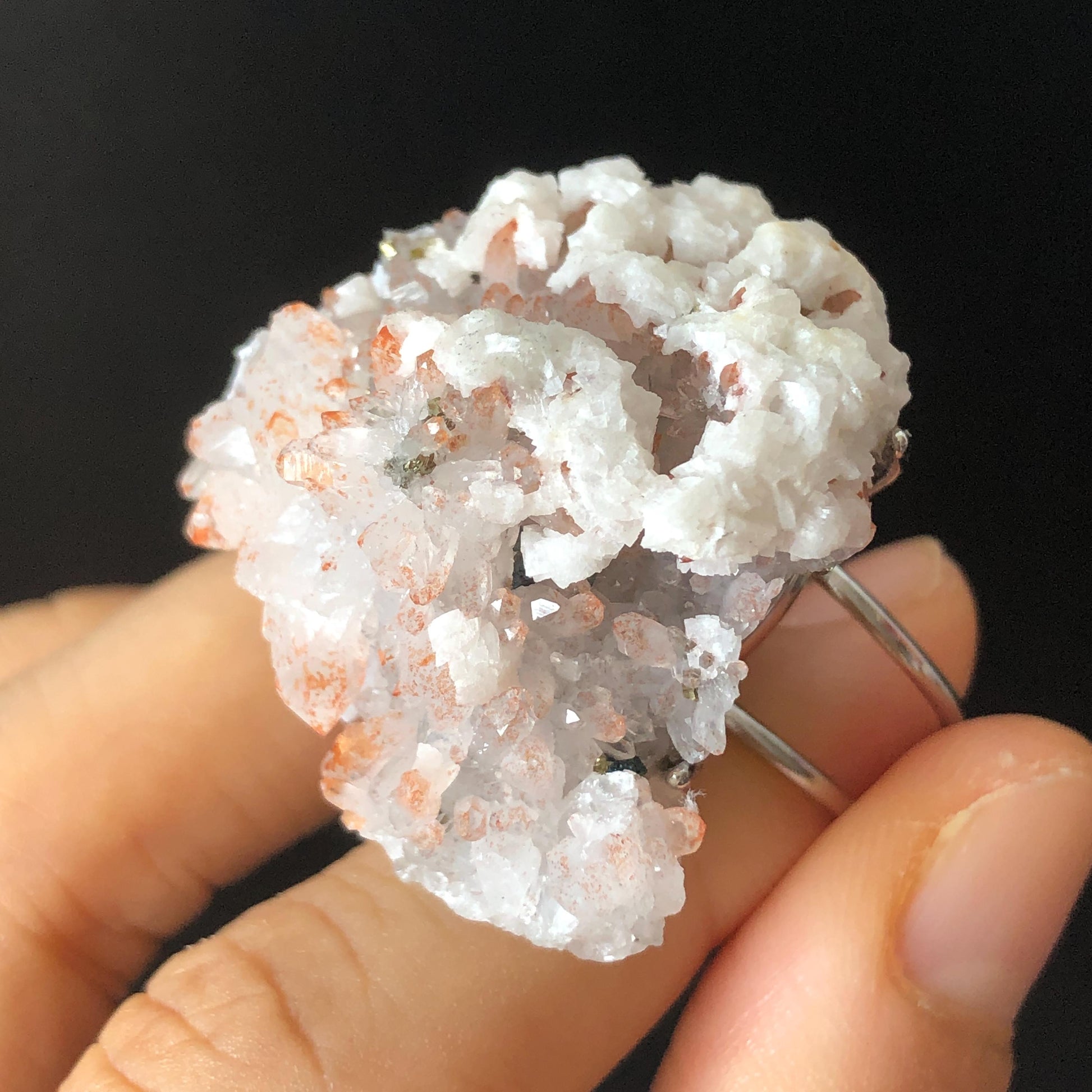 Red Quartz Chalcopyrite Dolomite Ring, Raw Mineral Big Crystal Stone Ring, Large Statement Ring, Chunky Irregular Ring Gift, Huge Gemstone, strawberry cake, large quartz ring, raw crystal ring, silver plated copper ring, huge cocktail ring