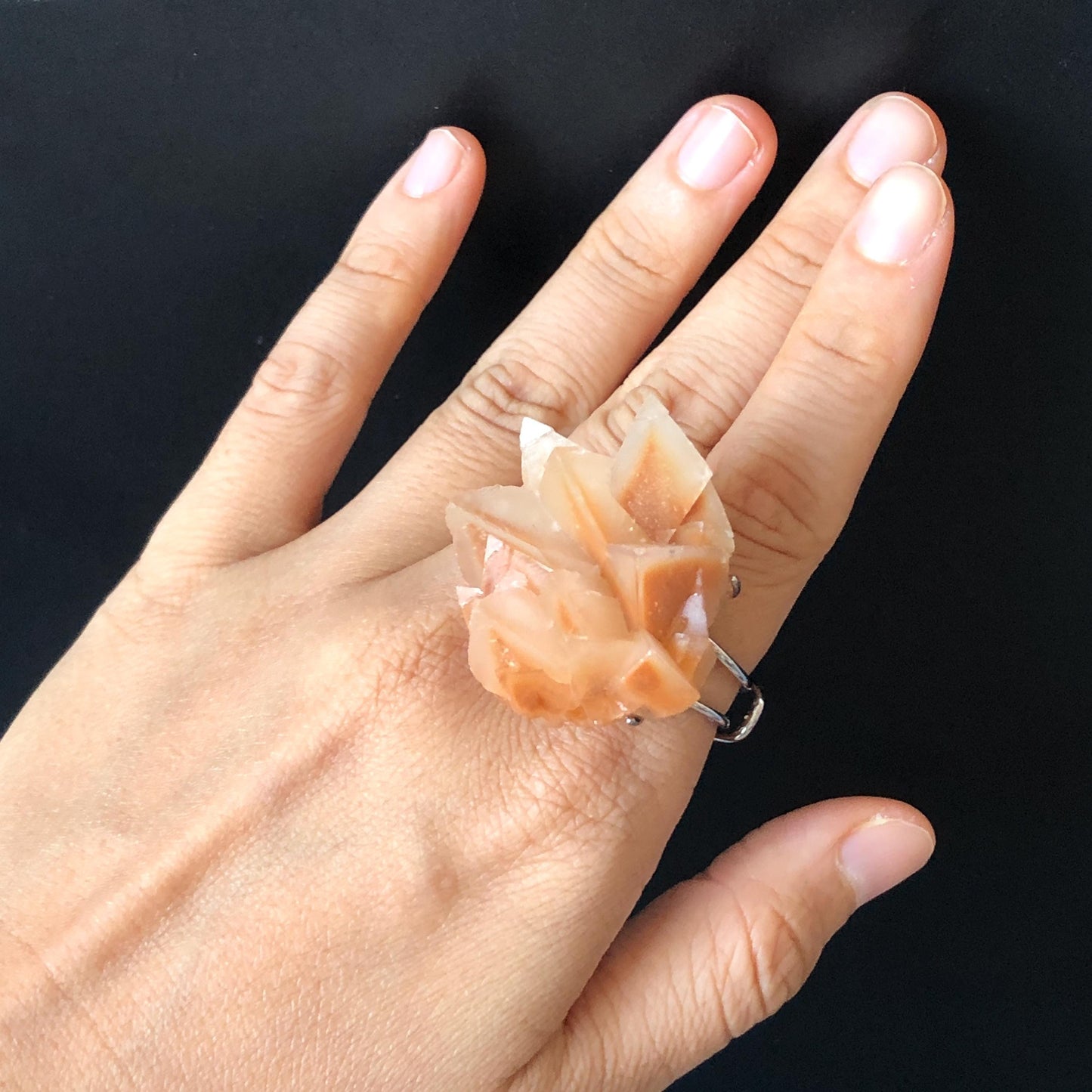 Natural Raw calcite Ring, Coral Hedgehog, Raw Stone Ring Big Crystal Ring, Chunky Irregular Ring Gift, Gothic Ring, Large Statement Ring