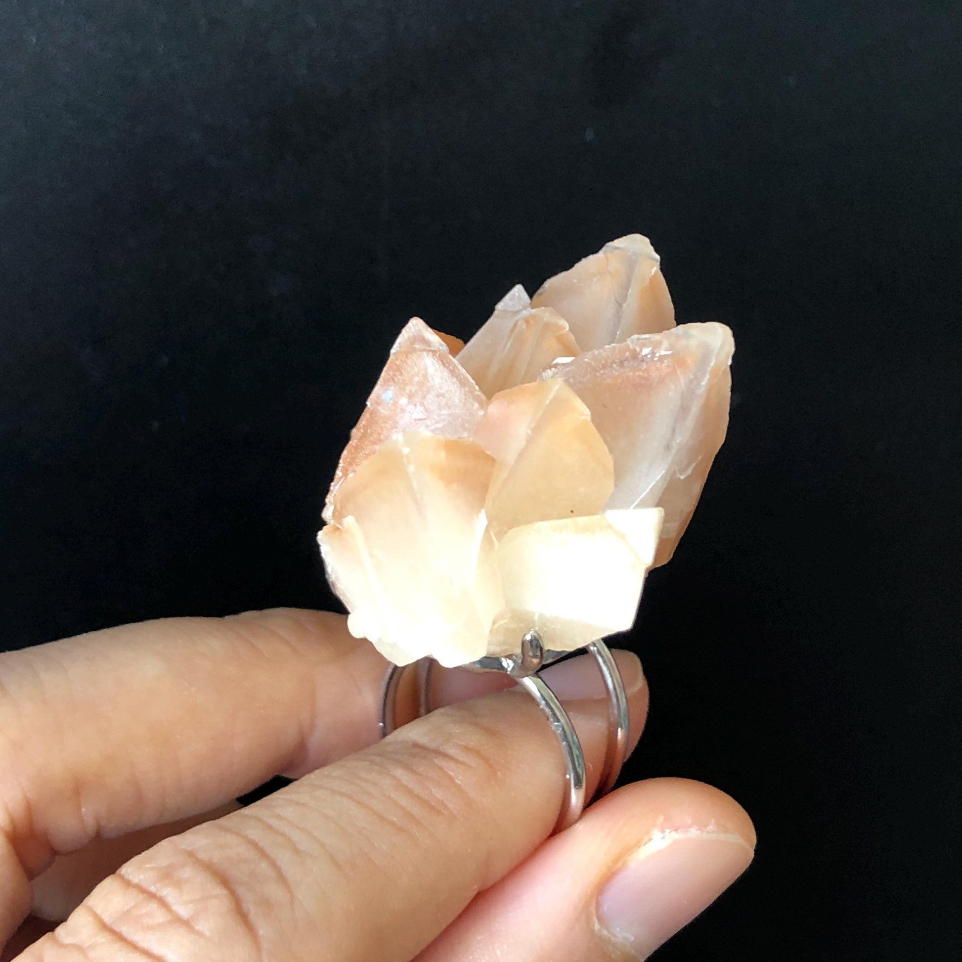 Natural Raw calcite Ring, Coral Hedgehog, Raw Stone Ring Big Crystal Ring, Chunky Irregular Ring Gift, Gothic Ring, Large Statement Ring