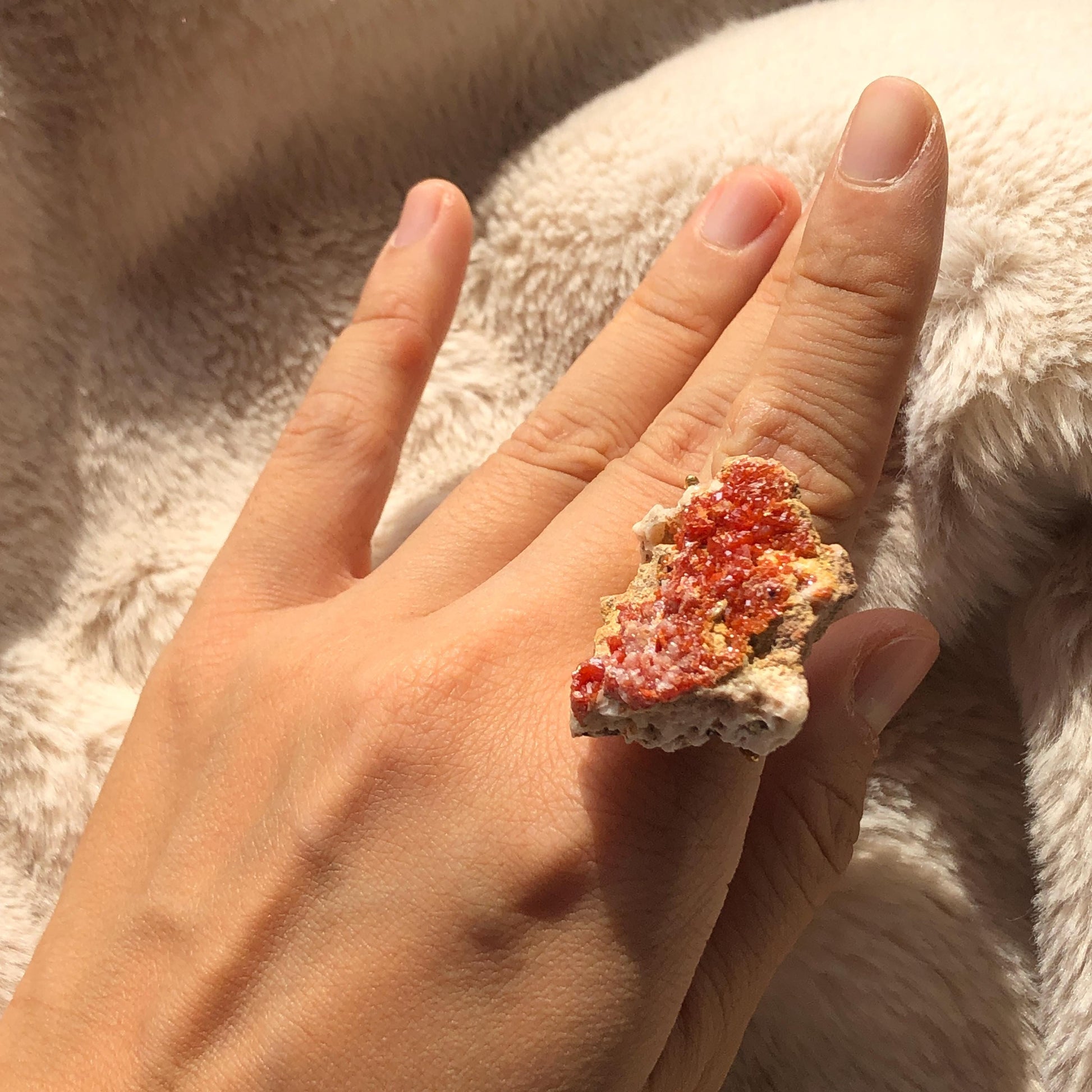 Natural Raw Vanadinite Crystal Ring | Creativity Adventure Stone | Adjustable Statement Ring | Lower Chakra Gemstone | Zodiac Birthstone