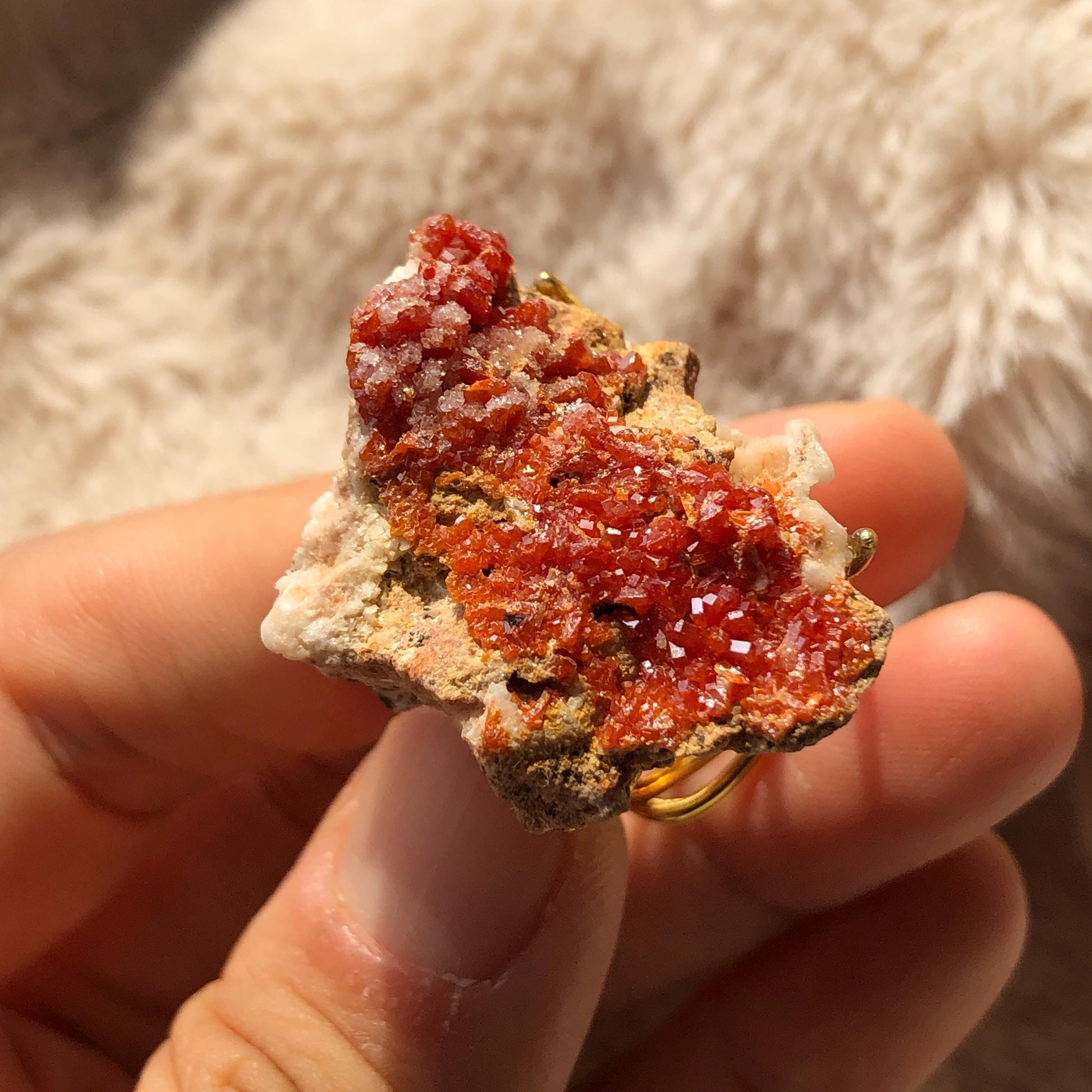 Natural Raw Vanadinite Crystal Ring | Creativity Adventure Stone | Adjustable Statement Ring | Lower Chakra Gemstone | Zodiac Birthstone