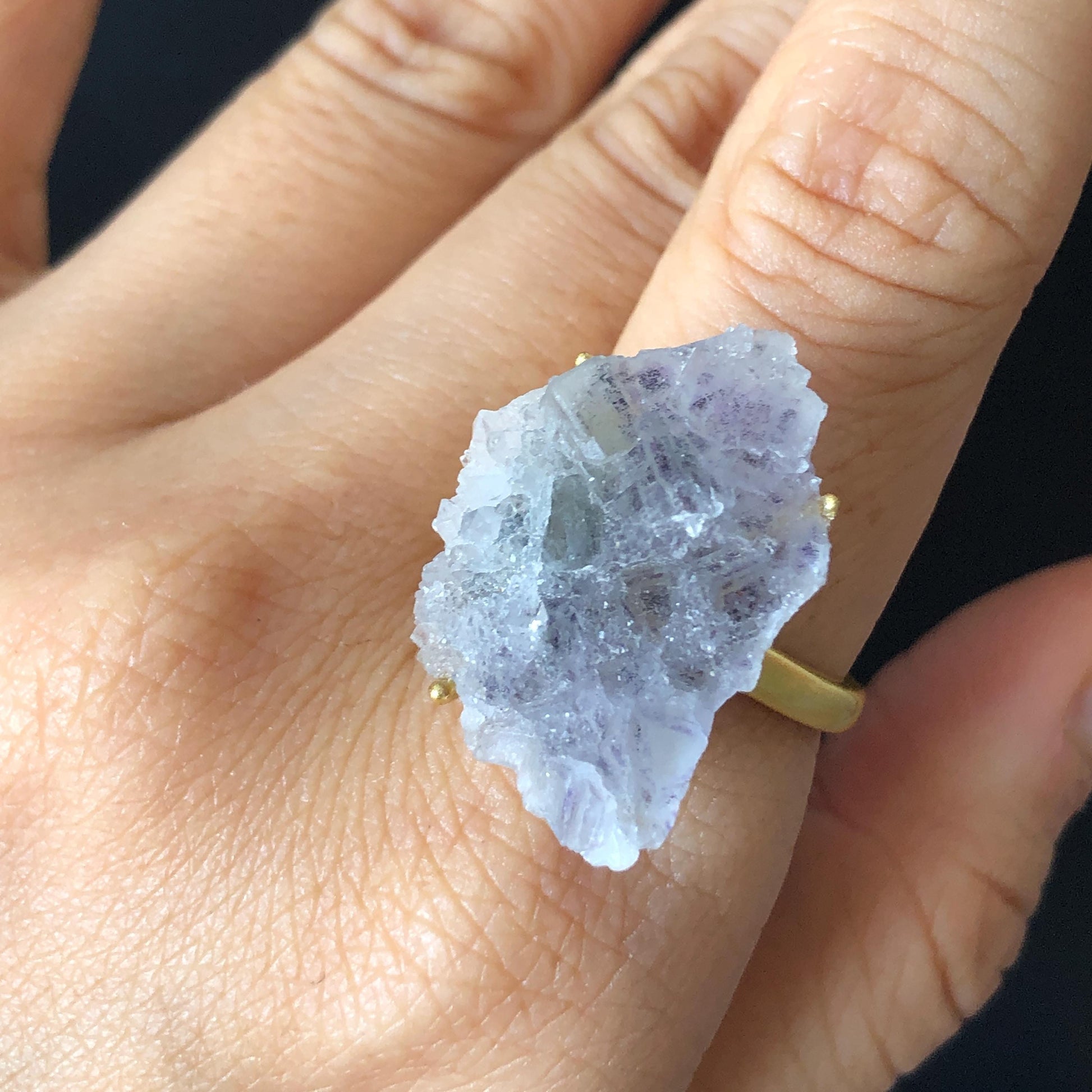 Raw Fluorite Crystal Ring | Sparkling Blue Ice Cube | Adjustable Statement Band Ring | Third Eye Chakra | Natural Gemstone Birthstone, Raw Mineral Ring, Chunky Irregular Ring Gift for her and him, Sparky Shiny Raw Crystal Ring, gold-plated copper rin