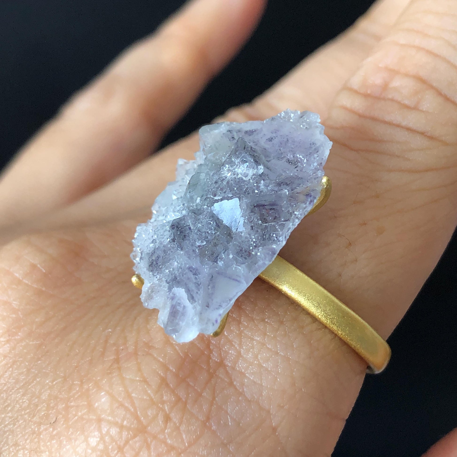 Raw Fluorite Crystal Ring | Sparkling Blue Ice Cube | Adjustable Statement Band Ring | Third Eye Chakra | Natural Gemstone Birthstone, Raw Mineral Ring, Chunky Irregular Ring Gift for her and him, Sparky Shiny Raw Crystal Ring, gold-plated copper rin