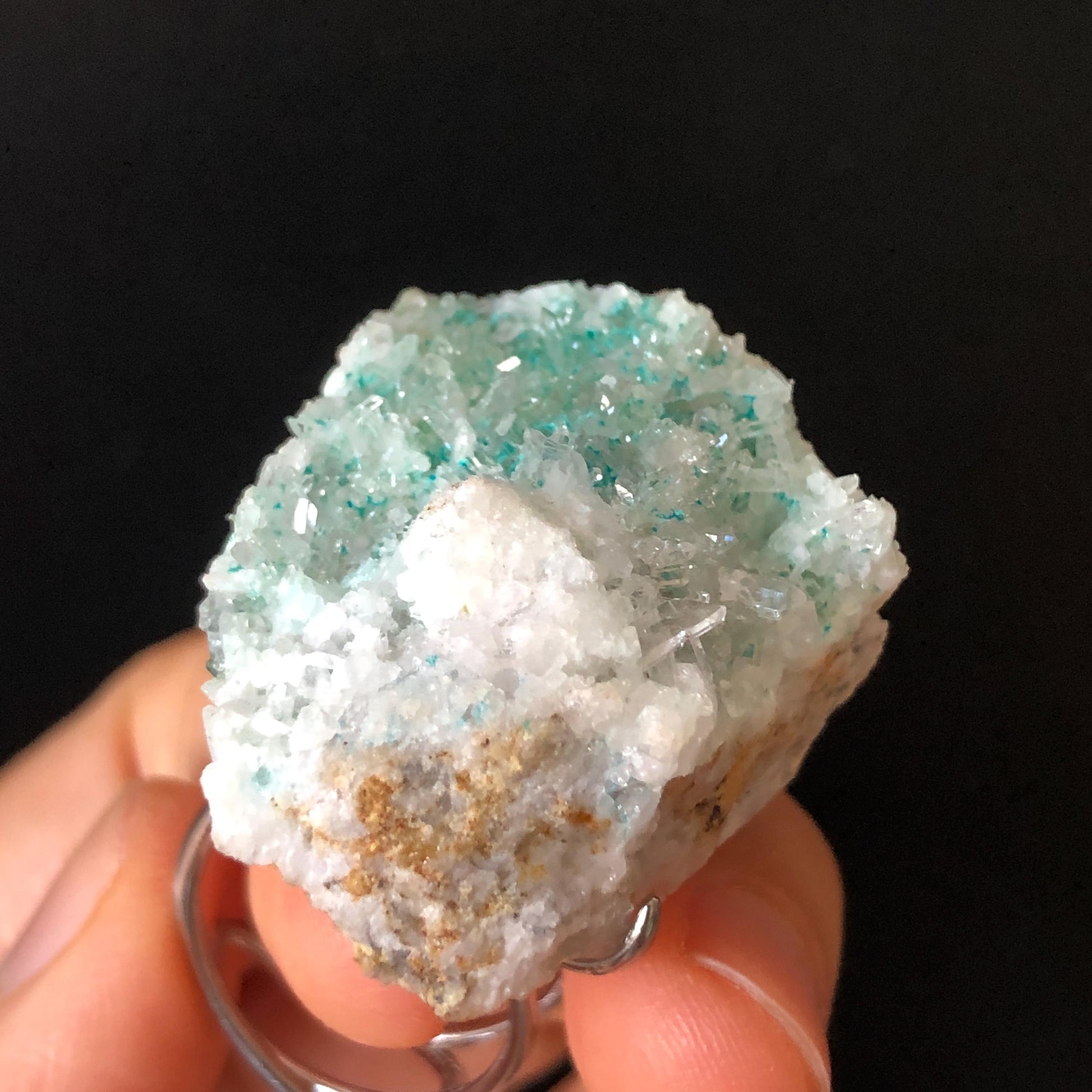 Raw Veszelyite Crystal Ring | Sparkling Snowy Lake | White Green | Self-Love Stone | Adjustable Statement Ring | Natural Gemstone Birthstone