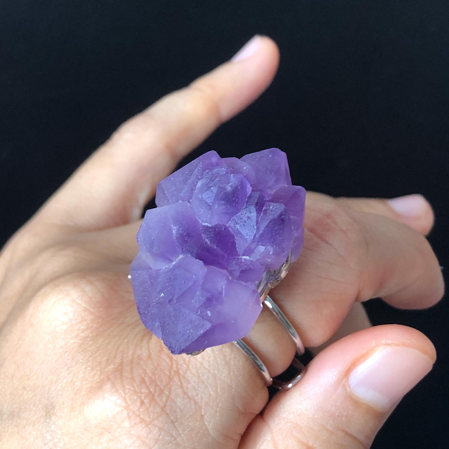 Raw Amethyst Crystal Ring | Grape Jelly Candy | Creativity Stone | Adjustable Statement Band Ring | Crown Chakras | February Birthstone