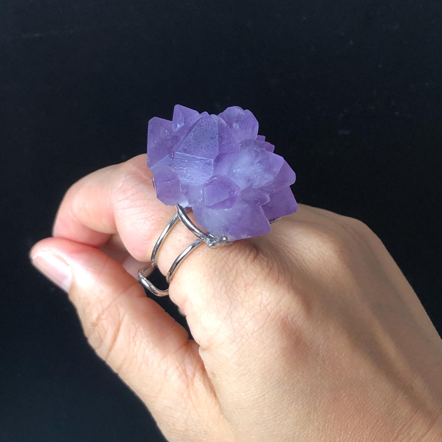 Raw Amethyst Crystal Ring | Grape Jelly Candy | Creativity Stone | Adjustable Statement Band Ring | Crown Chakras | February Birthstone