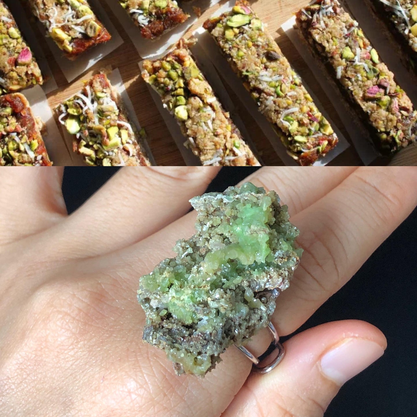 Raw Pyromorphite Ring ,Pistachio Bar, Raw Stone Ring Big Crystal Ring, Large Statement Ring, Chunky Irregular Ring Gift, Gemstone Birthstone