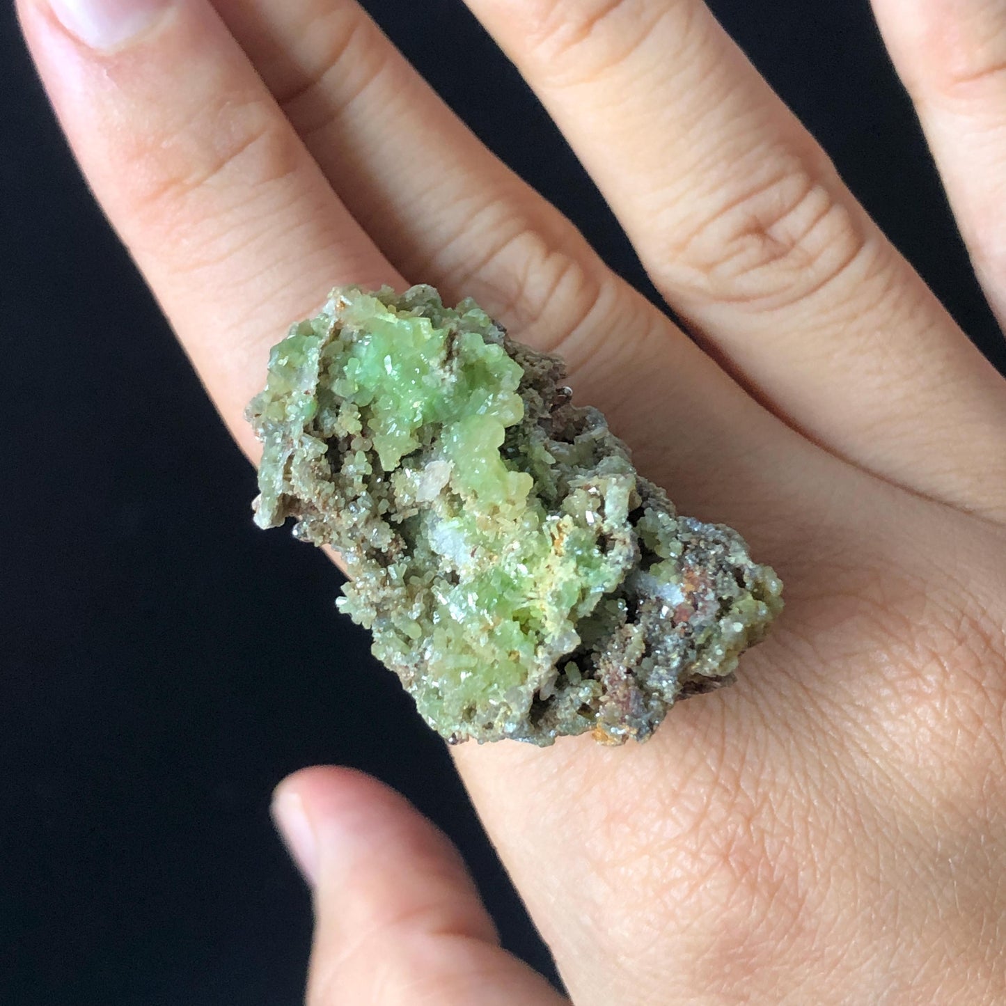 Raw Pyromorphite Ring ,Pistachio Bar, Raw Stone Ring Big Crystal Ring, Large Statement Ring, Chunky Irregular Ring Gift, Gemstone Birthstone