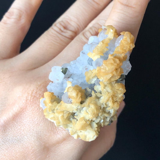 Raw Yellow Dolomite Chalcopyrite Quartz Ring, Huge Raw Stone Ring massive crystal ring, Large statement ring, oversized gemstone jewelry, Huge Cocktail ring, bold chunky irregular ring gift for men and women, raw mineral ring, silver-plated copper